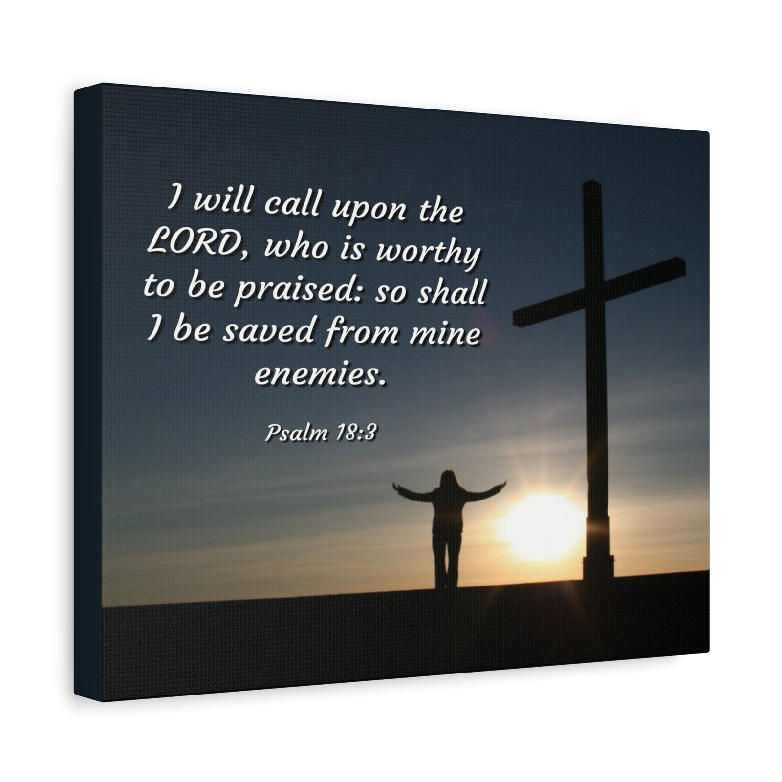 Scripture Canvas Worthy Psalm 18:3 Christian Wall Art Bible Verse Print Ready to Hang-Express Your Love Gifts