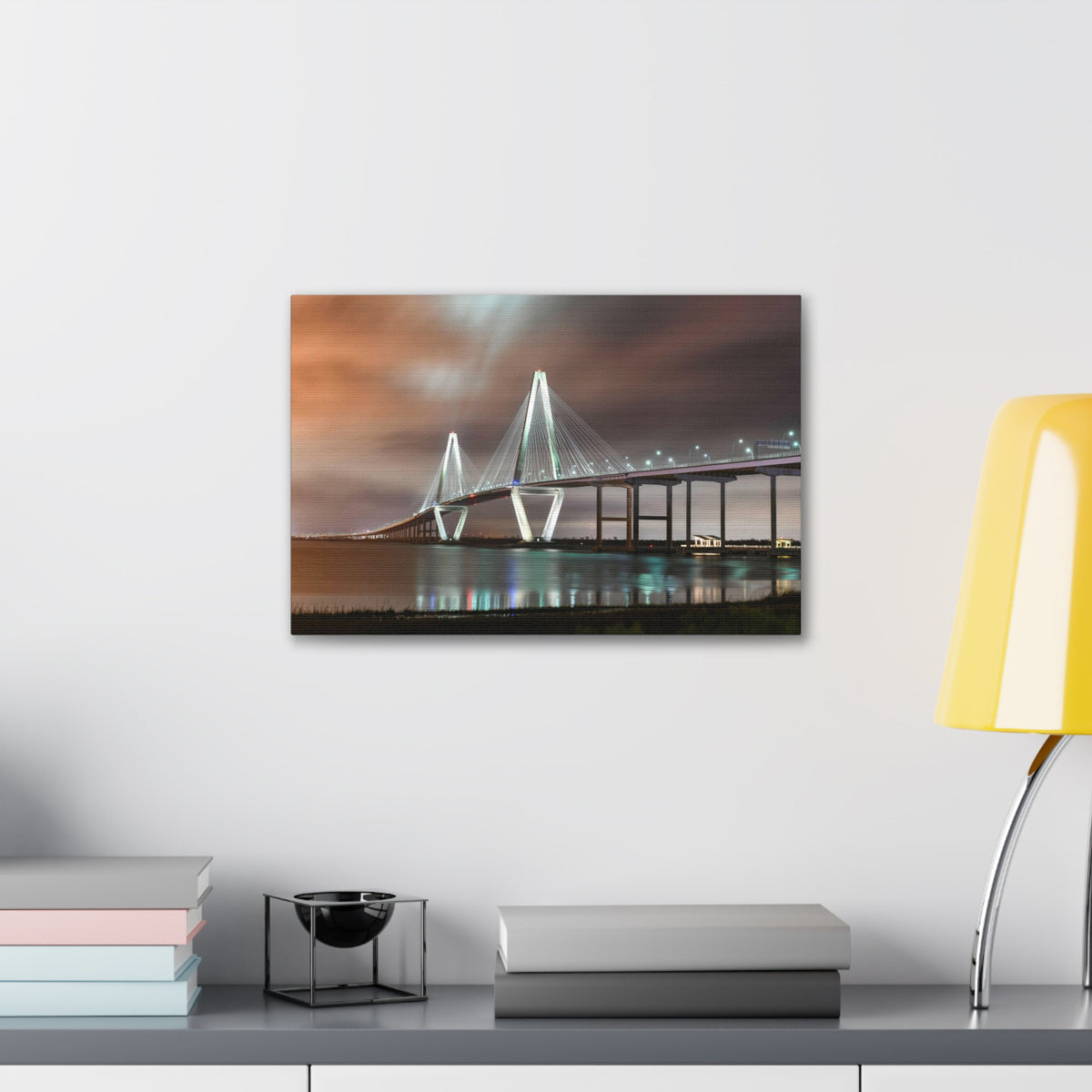 River Bridge Charleston South Carolina Nature Wilderness Photography Canvas Wall Art for Home Decor Ready-to-Hang-Express Your Love Gifts