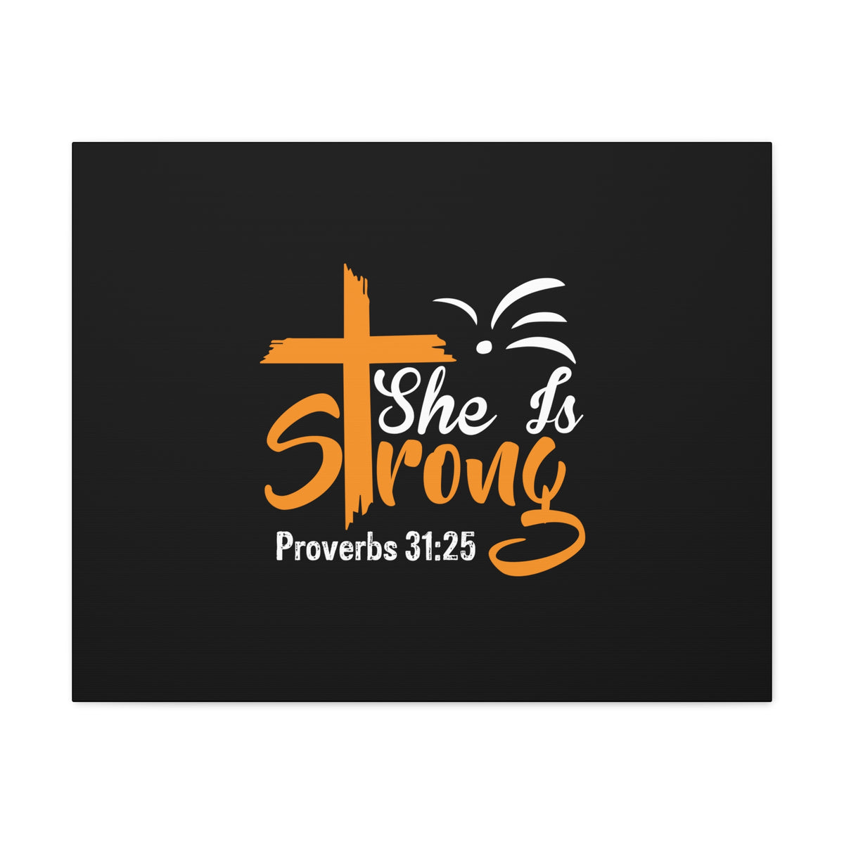 Scripture Canvas She Is Strong Orange Proverbs 31:25 Christian Wall Art Bible Verse Print Ready to Hang-Express Your Love Gifts