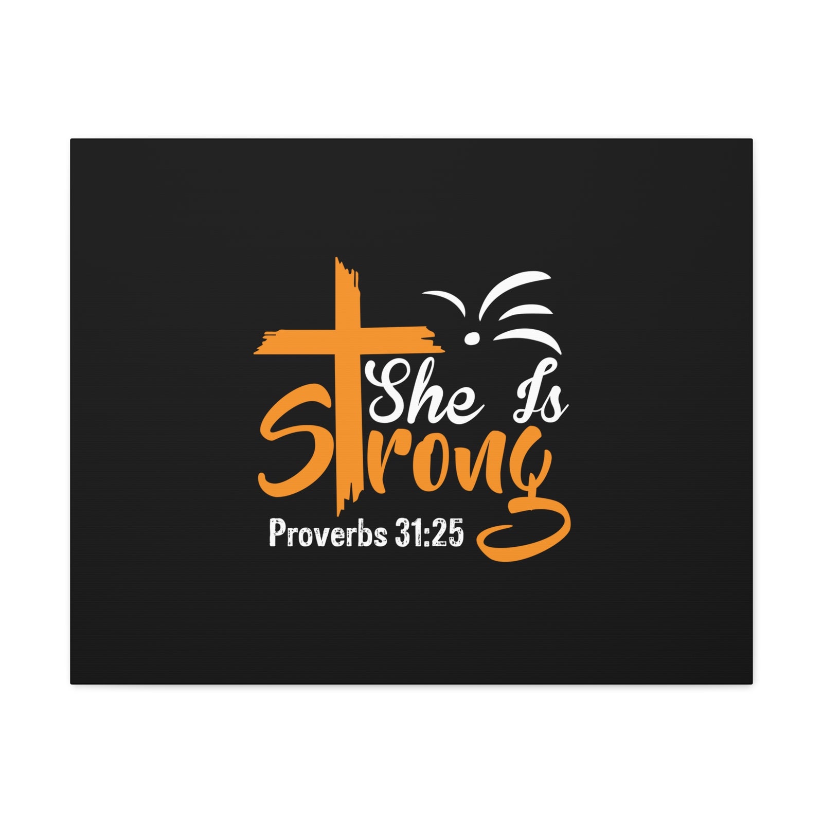 Scripture Canvas She Is Strong Orange Proverbs 31:25 Christian Wall Art Bible Verse Print Ready to Hang-Express Your Love Gifts