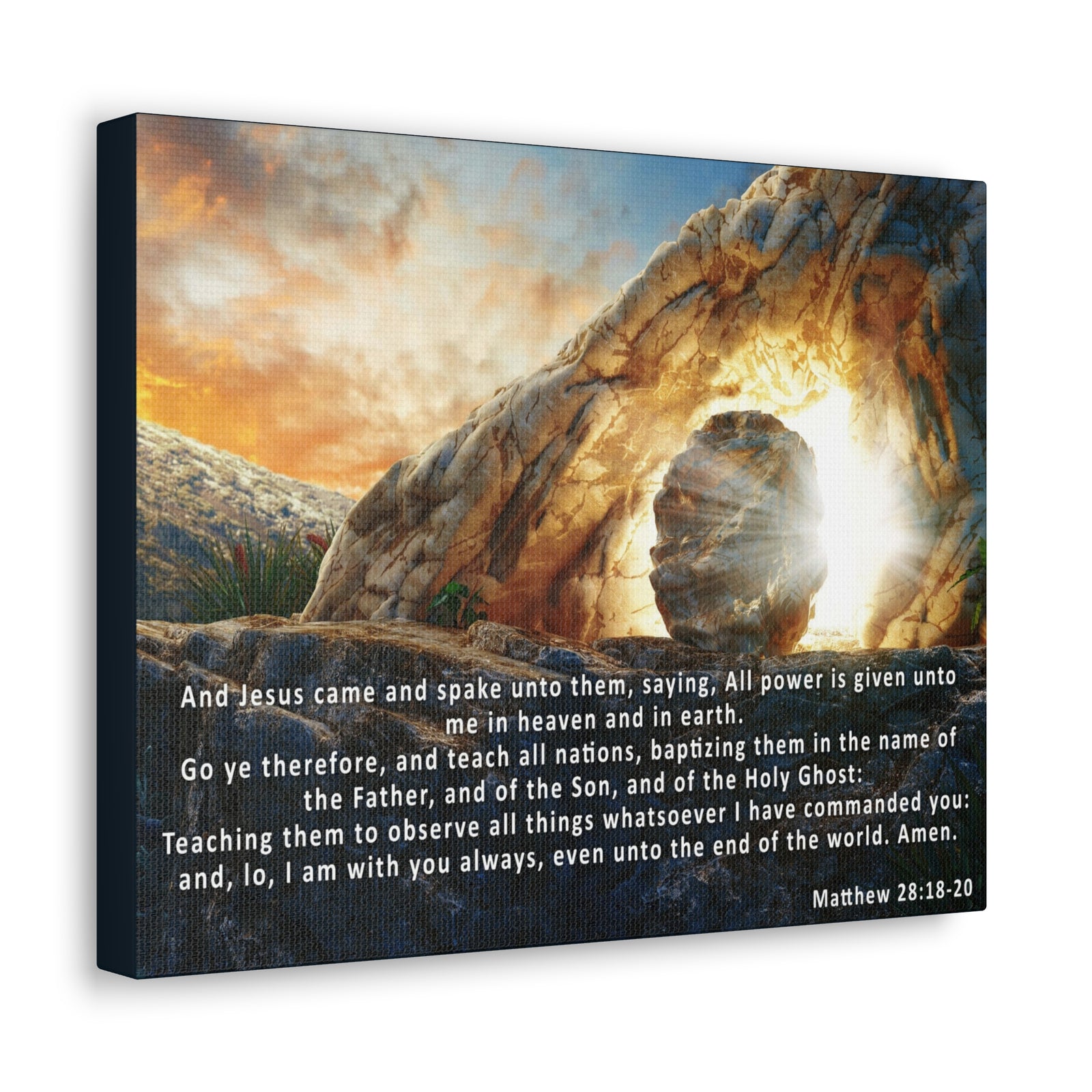 Scripture Walls Matthew 28:18-20 KJV Bible Verse Canvas Christian Wall Art Ready to Hang Unframed-Express Your Love Gifts
