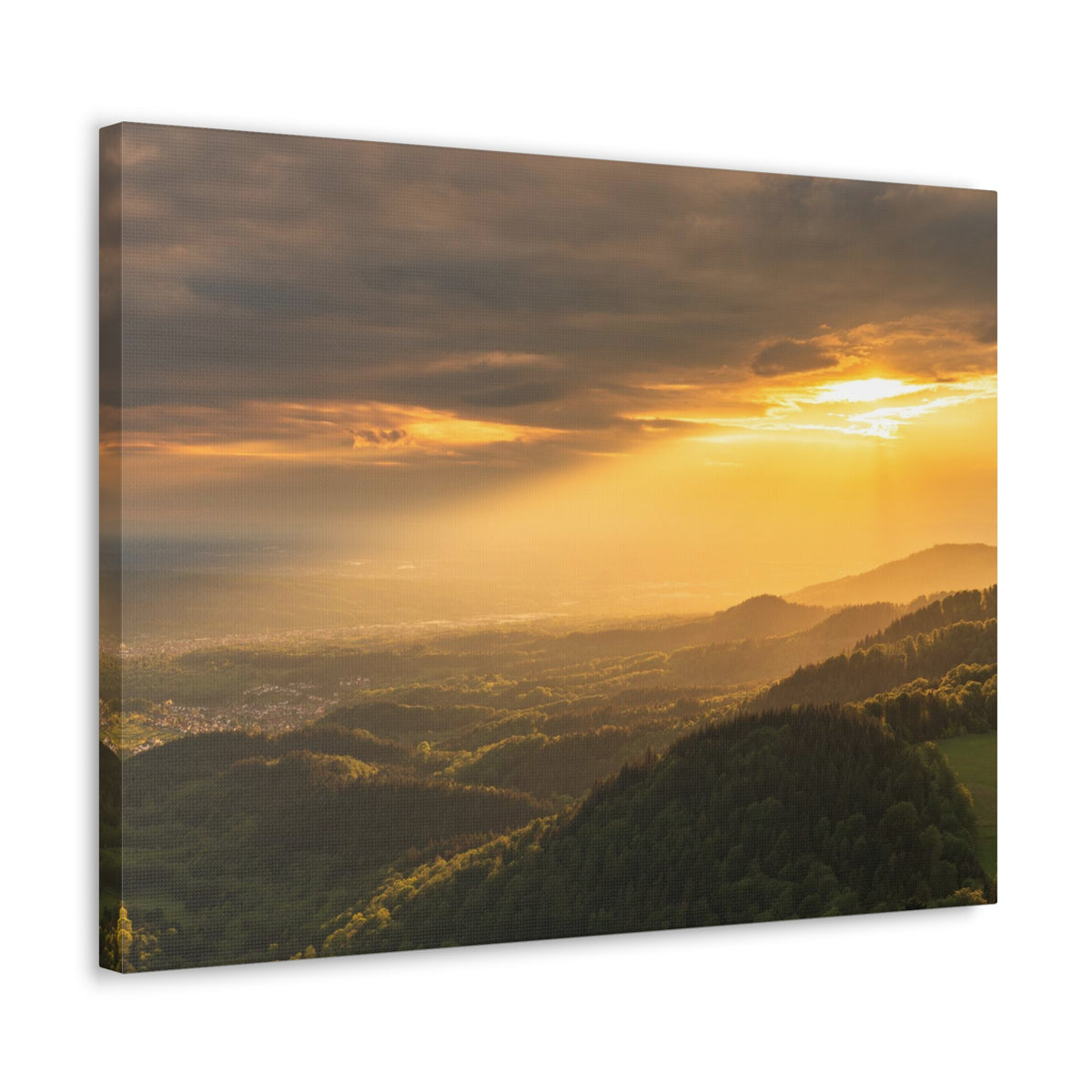 Sunrise Over Golden Mountains Nature Wilderness Photography Canvas Wall Art for Home Decor Ready-to-Hang-Express Your Love Gifts