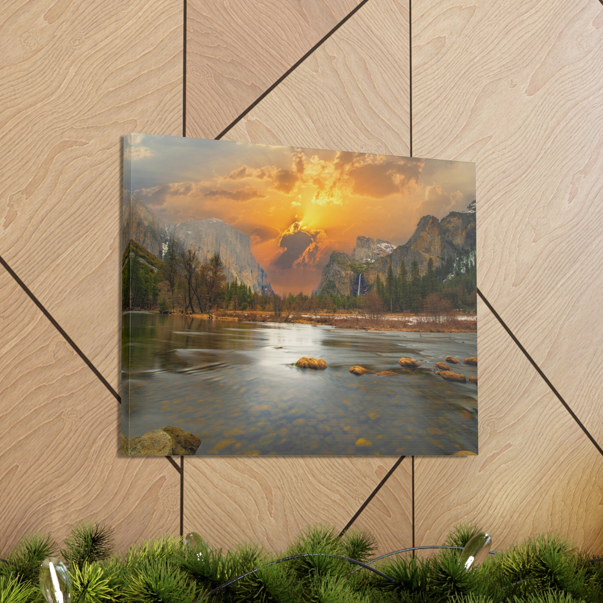 Golden Hour Over Mountain Nature Wilderness Photography Canvas Wall Art for Home Decor Ready-to-Hang-Express Your Love Gifts