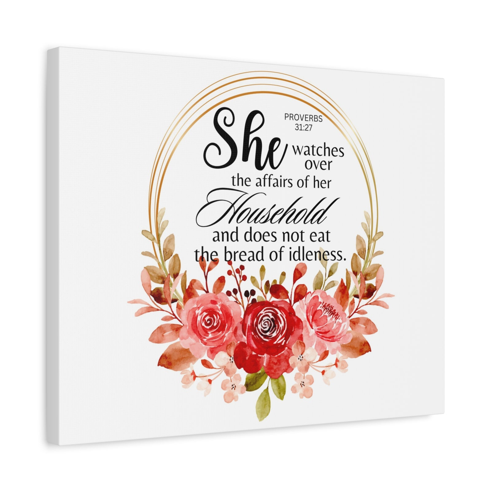 Scripture Walls Proverbs 31:27 She Watches Over Her Household Bible Verse Canvas Christian Wall Art Ready to Hang Unframed-Express Your Love Gifts