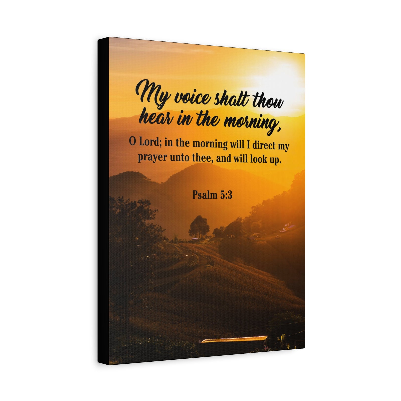 Bible Verse Canvas Morning Prayer Psalm 5:3 Christian Home Decor Scripture Art-Express Your Love Gifts
