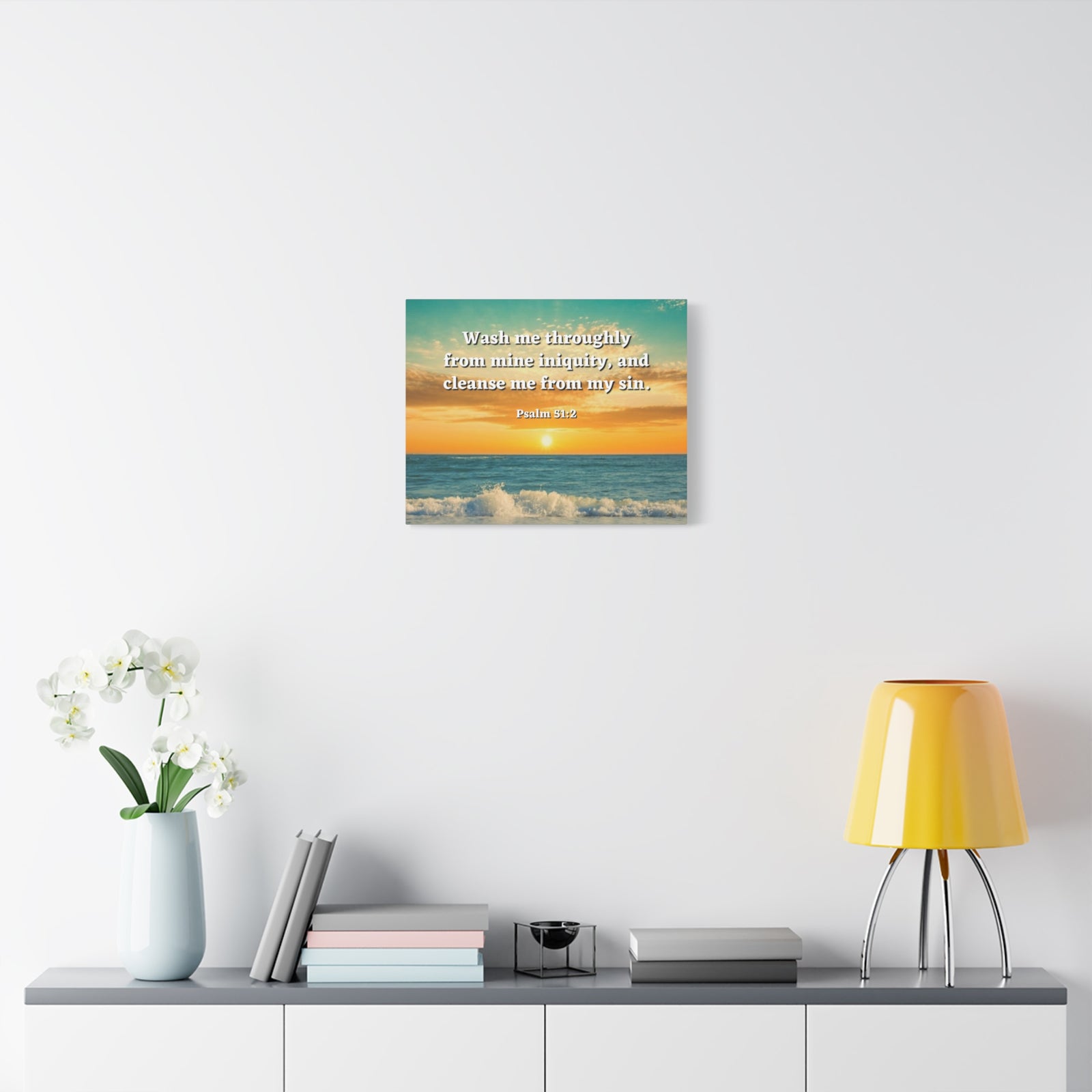 Scripture Canvas Washed Away Psalm 51:2 Christian Wall Art Bible Verse Print Ready to Hang-Express Your Love Gifts