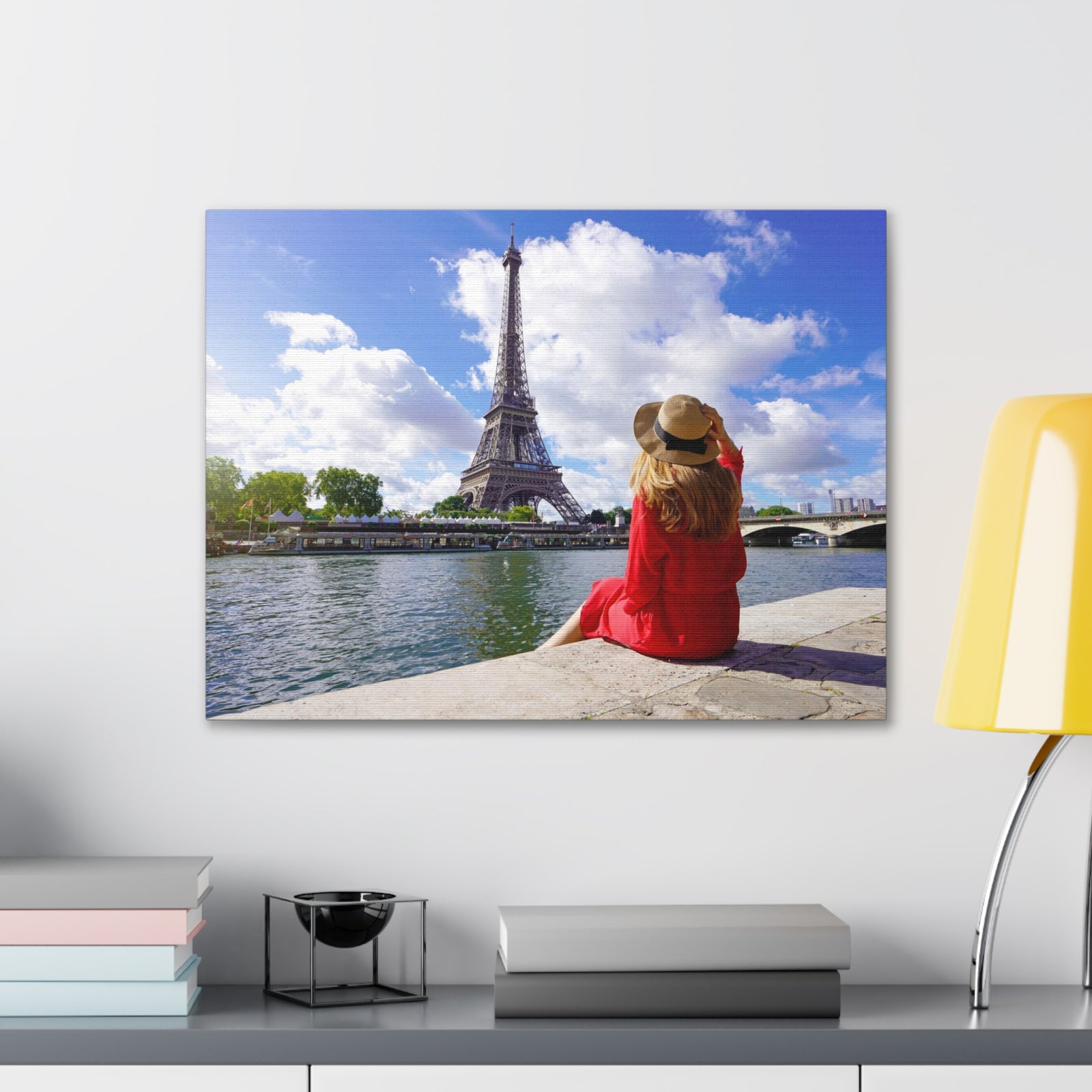 Eiffel Tower Sunrise Seine River Paris Skyline Canvas Artwork High-Quality Breathtaking Stunning Cityscape for Home Decor Ready to Hang-Express Your Love Gifts