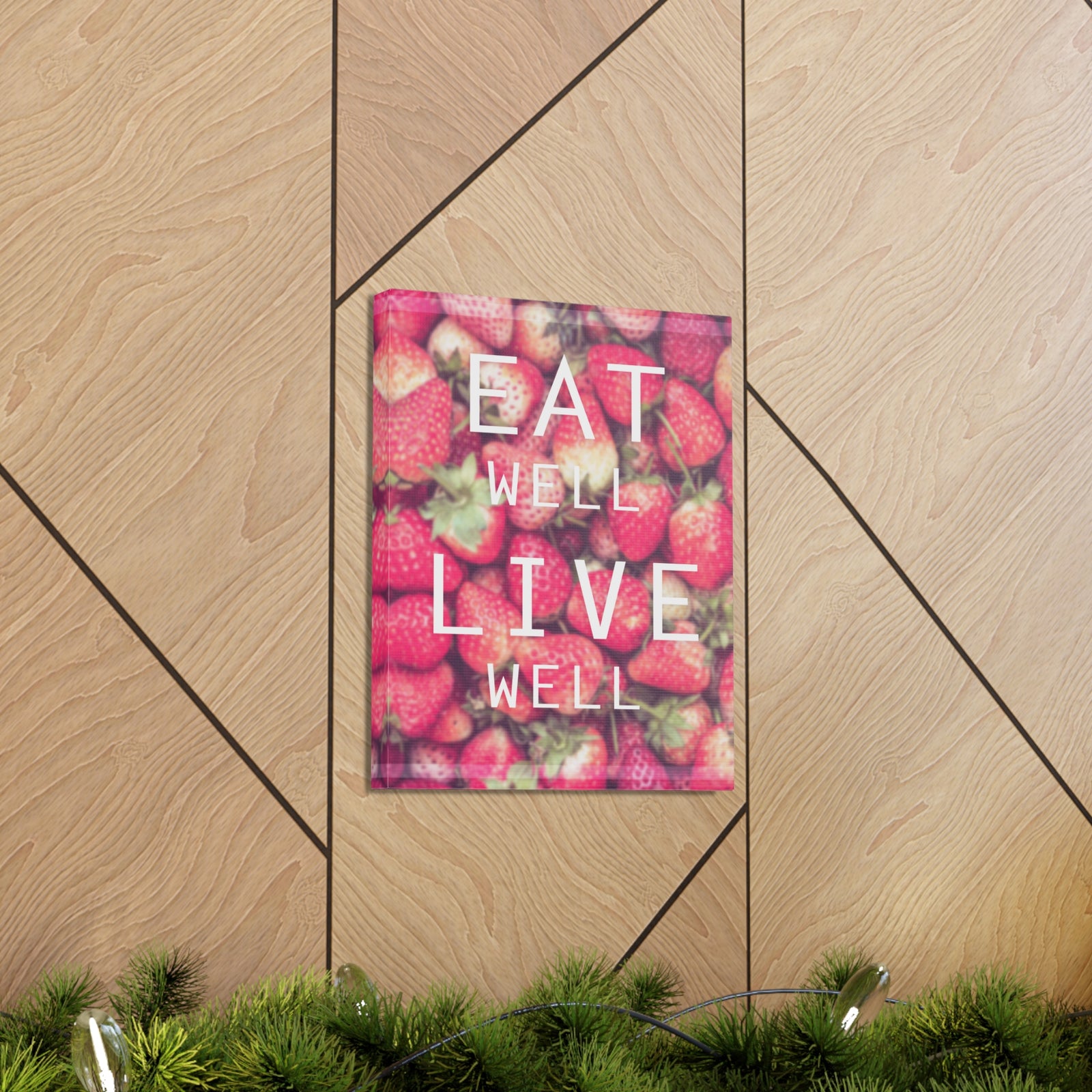 Inspirational Quote Canvas Eat Well Live Well Motivational Print Ready to Hang Artwork-Express Your Love Gifts