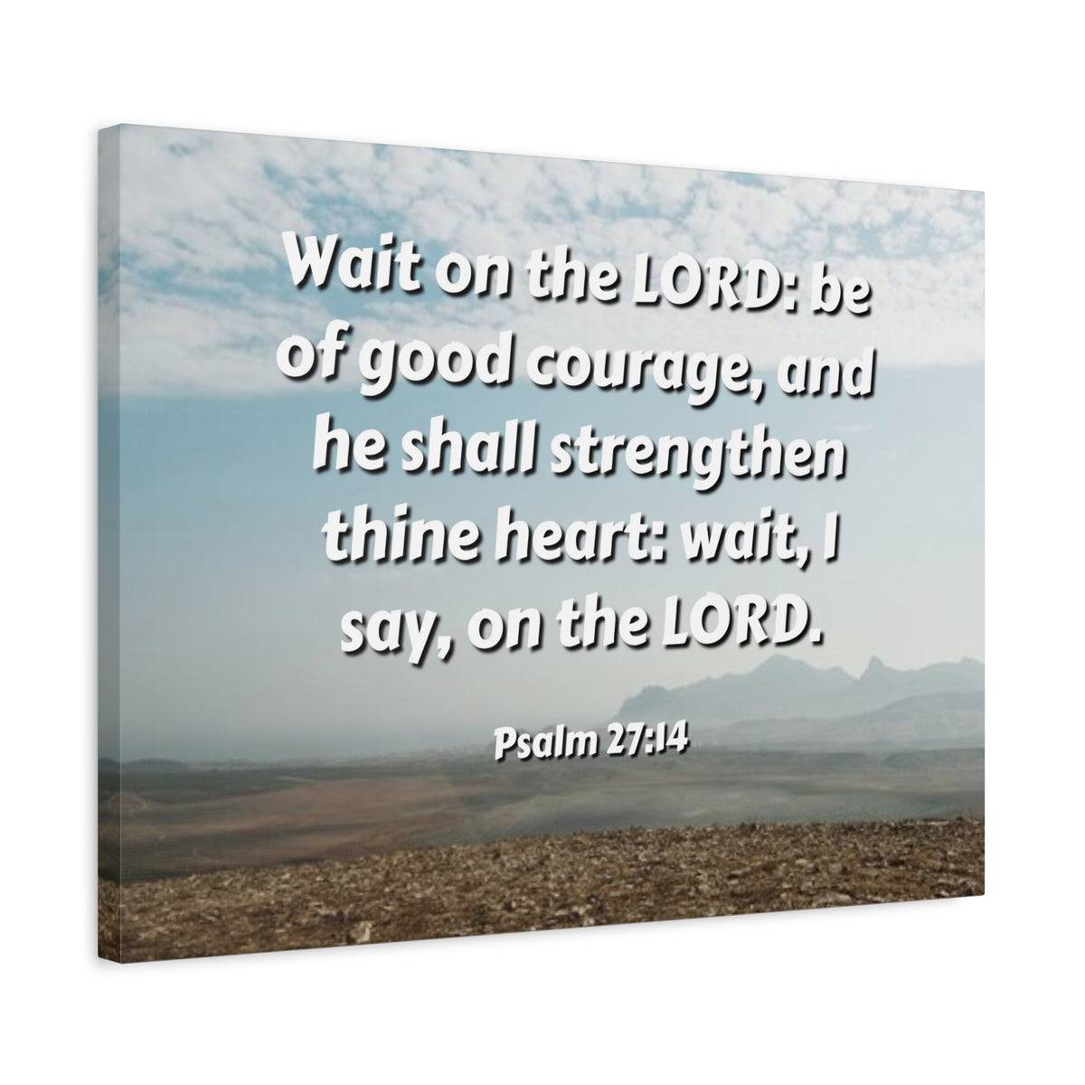 Scripture Canvas Strengthen Thine Heart Psalms 27:14 Christian Wall Art Bible Verse Print Ready to Hang-Express Your Love Gifts