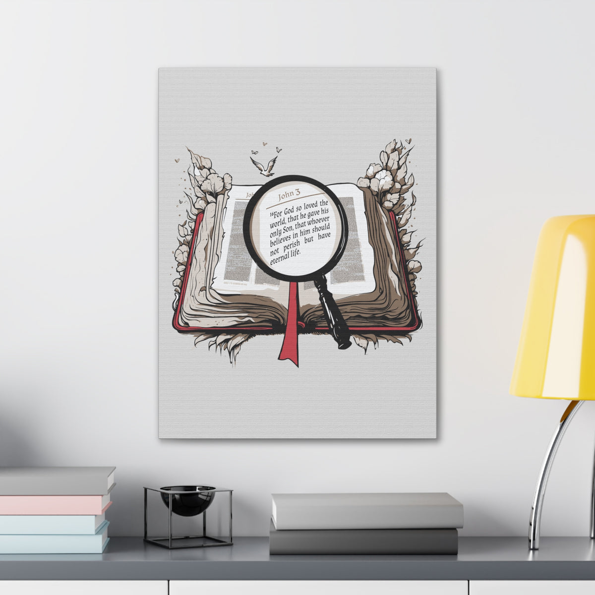 Scripture Walls John 3:16 Open Book Bible Verse Canvas Christian Wall Art Ready to Hang Unframed-Express Your Love Gifts