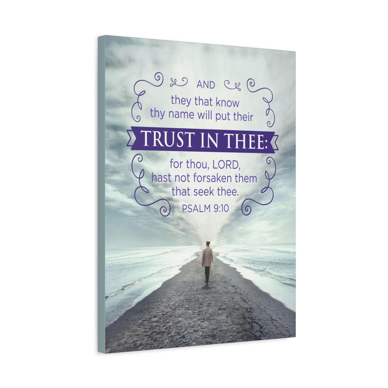 Scripture Canvas Trust In Thee Psalm 9:10 Christian Wall Art Bible Verse Print Ready to Hang-Express Your Love Gifts