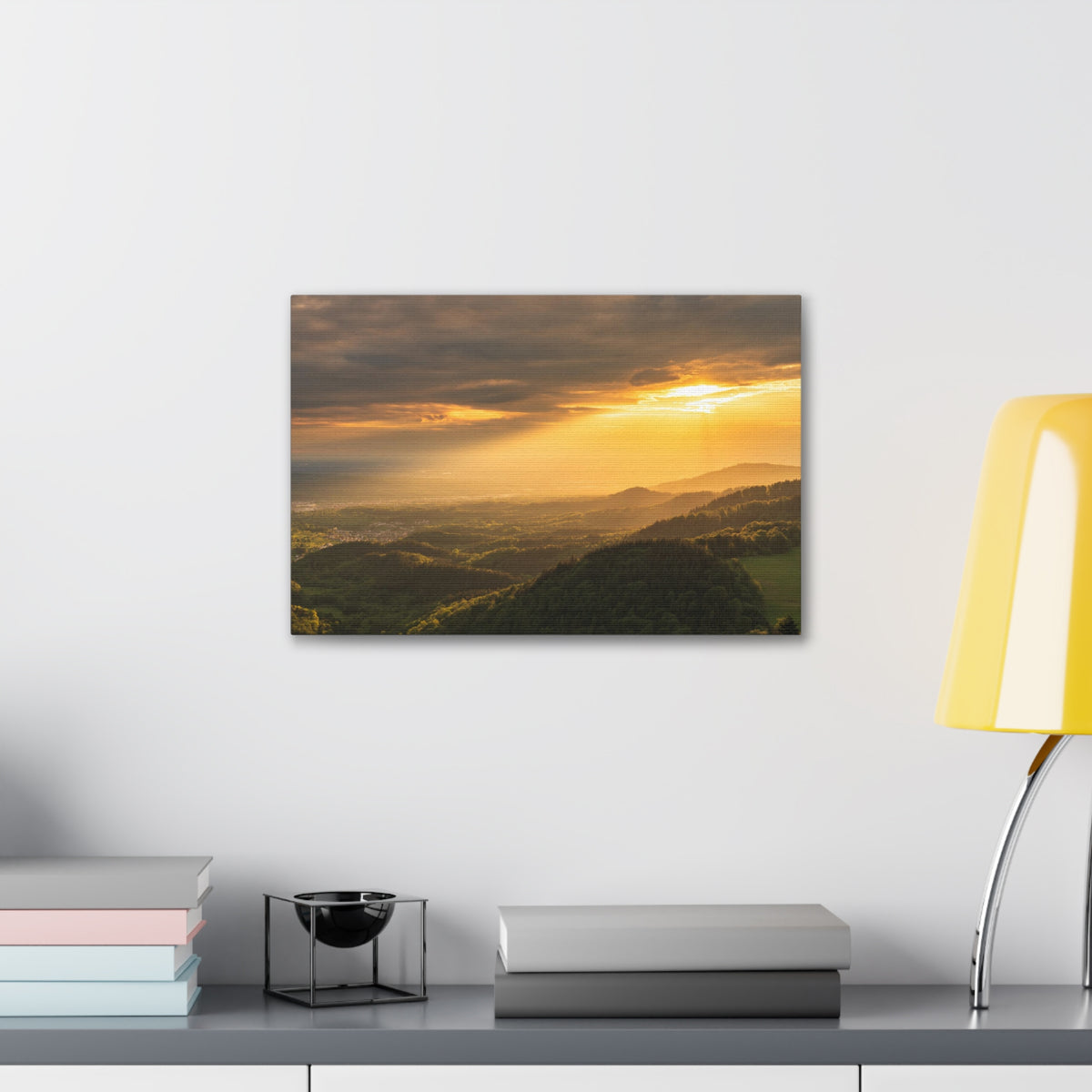 Sunrise Over Golden Mountains Nature Wilderness Photography Canvas Wall Art for Home Decor Ready-to-Hang-Express Your Love Gifts