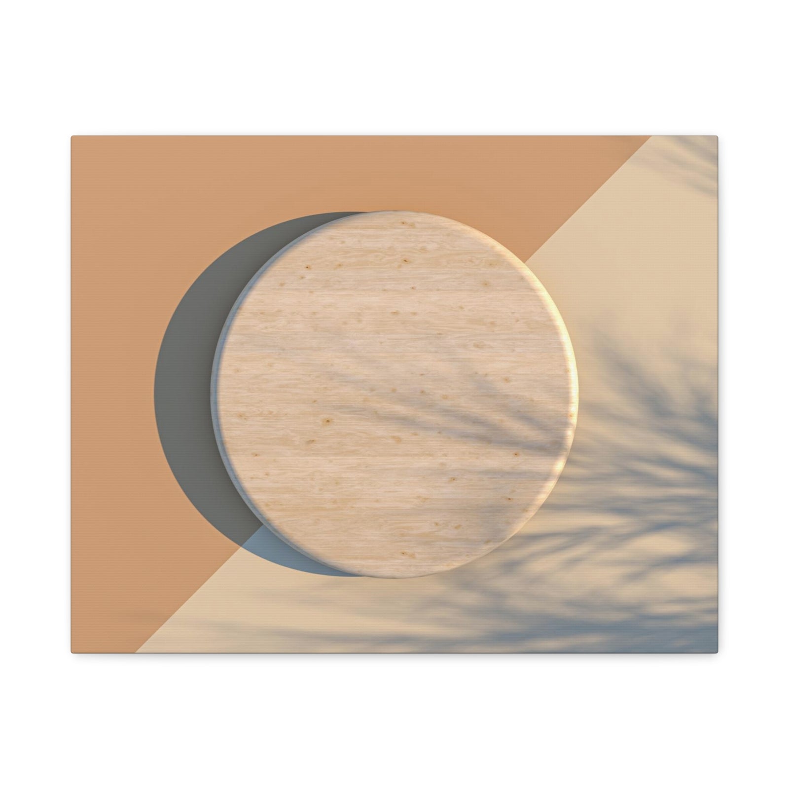 Round Wood Natural Element Canvas Wall Art for Home Decor Ready-to-Hang-Express Your Love Gifts