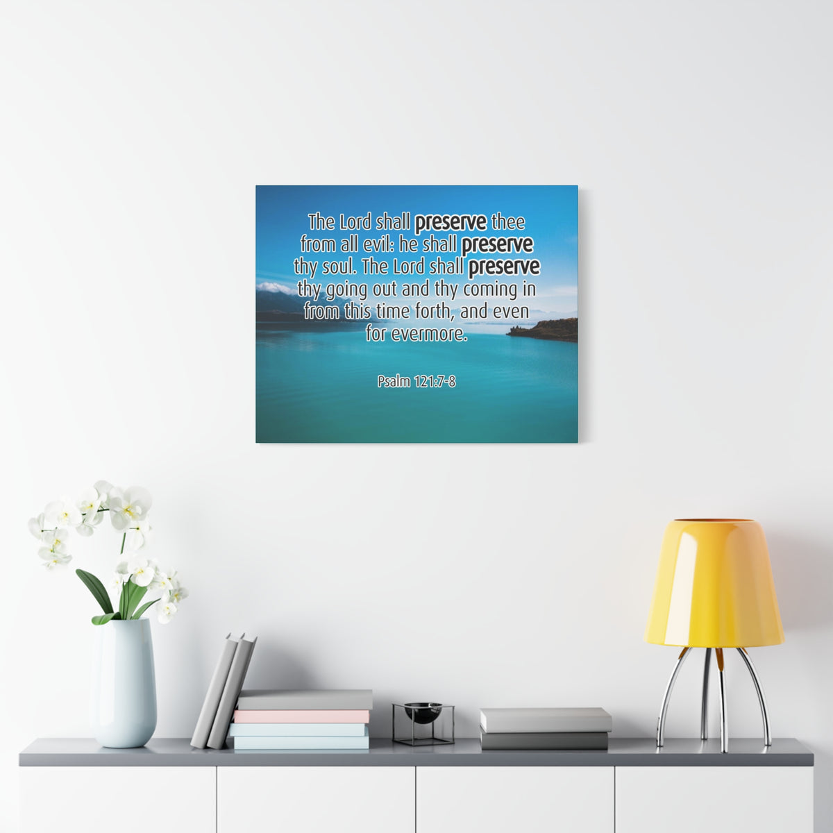 Scripture Canvas Lord Shall Preserve Psalm 121:7-8 Christian Wall Art Bible Verse Print Ready to Hang-Express Your Love Gifts