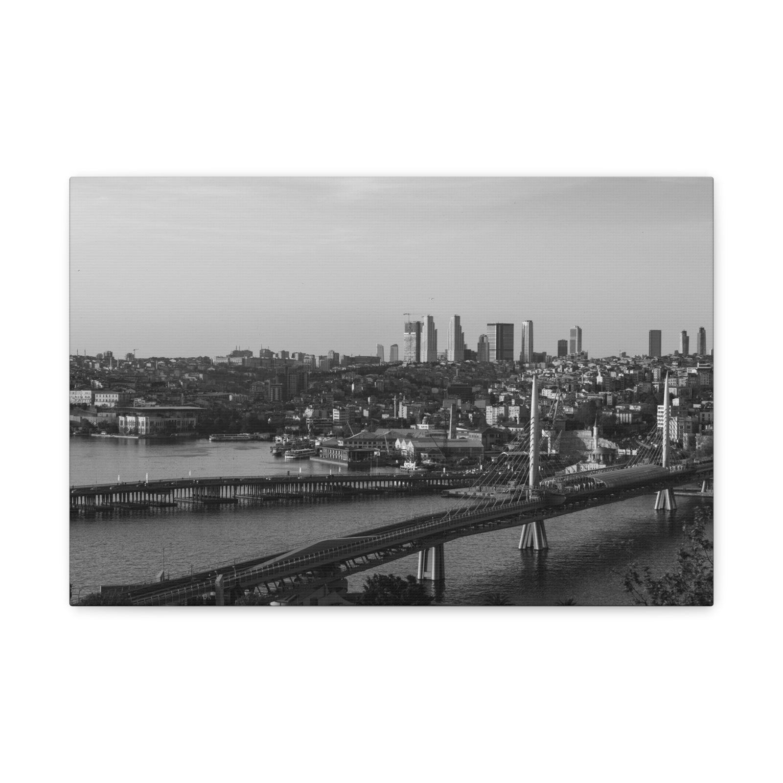Istanbul Black And White Skyline Canvas Artwork High-Quality Breathtaking Stunning Cityscape for Home Decor Ready to Hang-Express Your Love Gifts