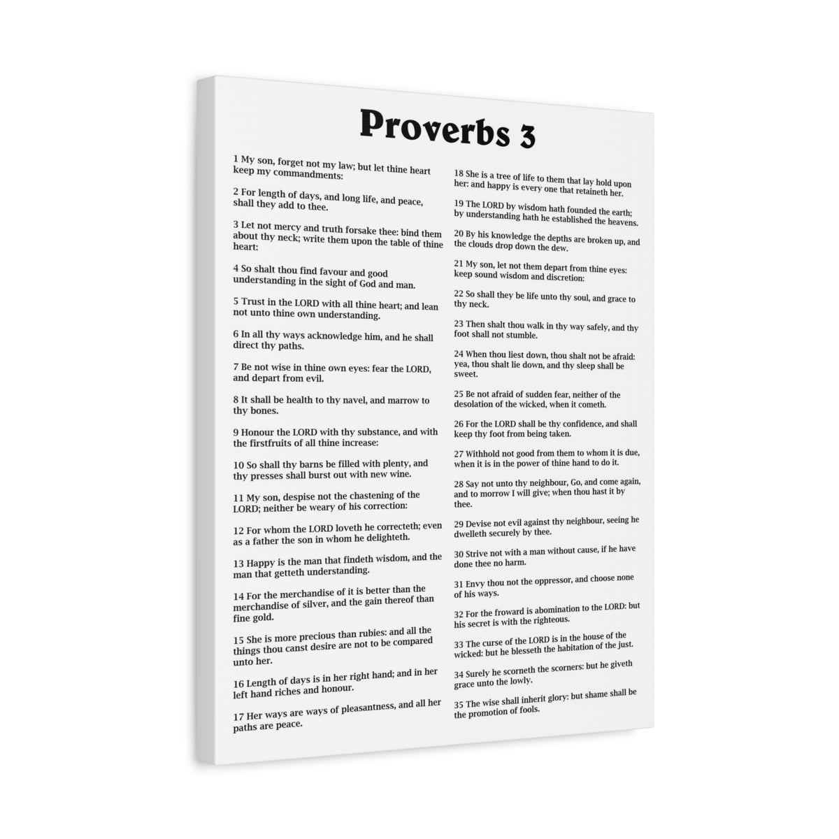 Scripture Walls Proverbs Chapter 3 White Bible Canvas Christian Wall Art Ready to Hang Unframed-Express Your Love Gifts