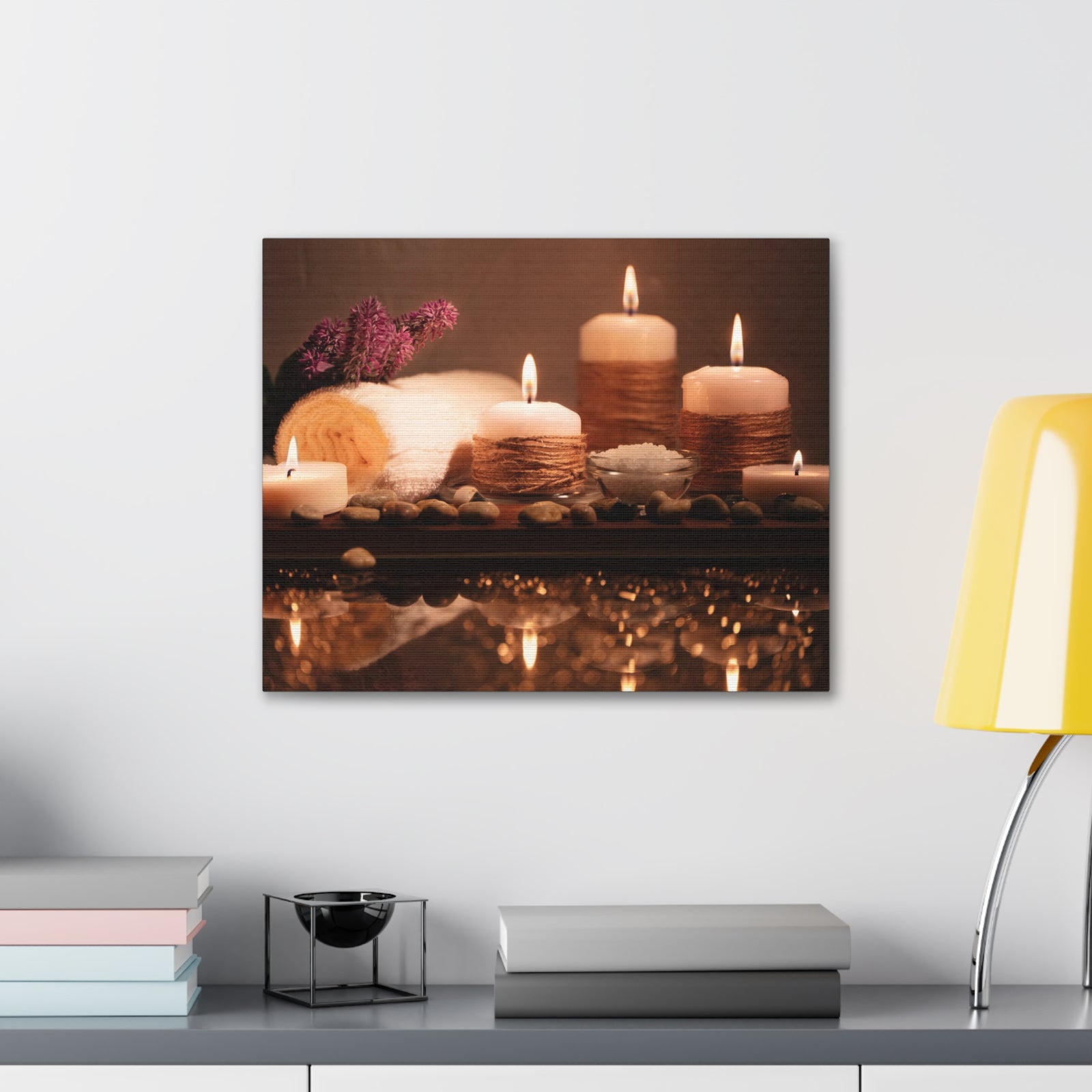 Pebbles and Aromatic Candles Forest Floral Nature Photography Canvas Wall Art for Home Decor Ready-to-Hang-Express Your Love Gifts