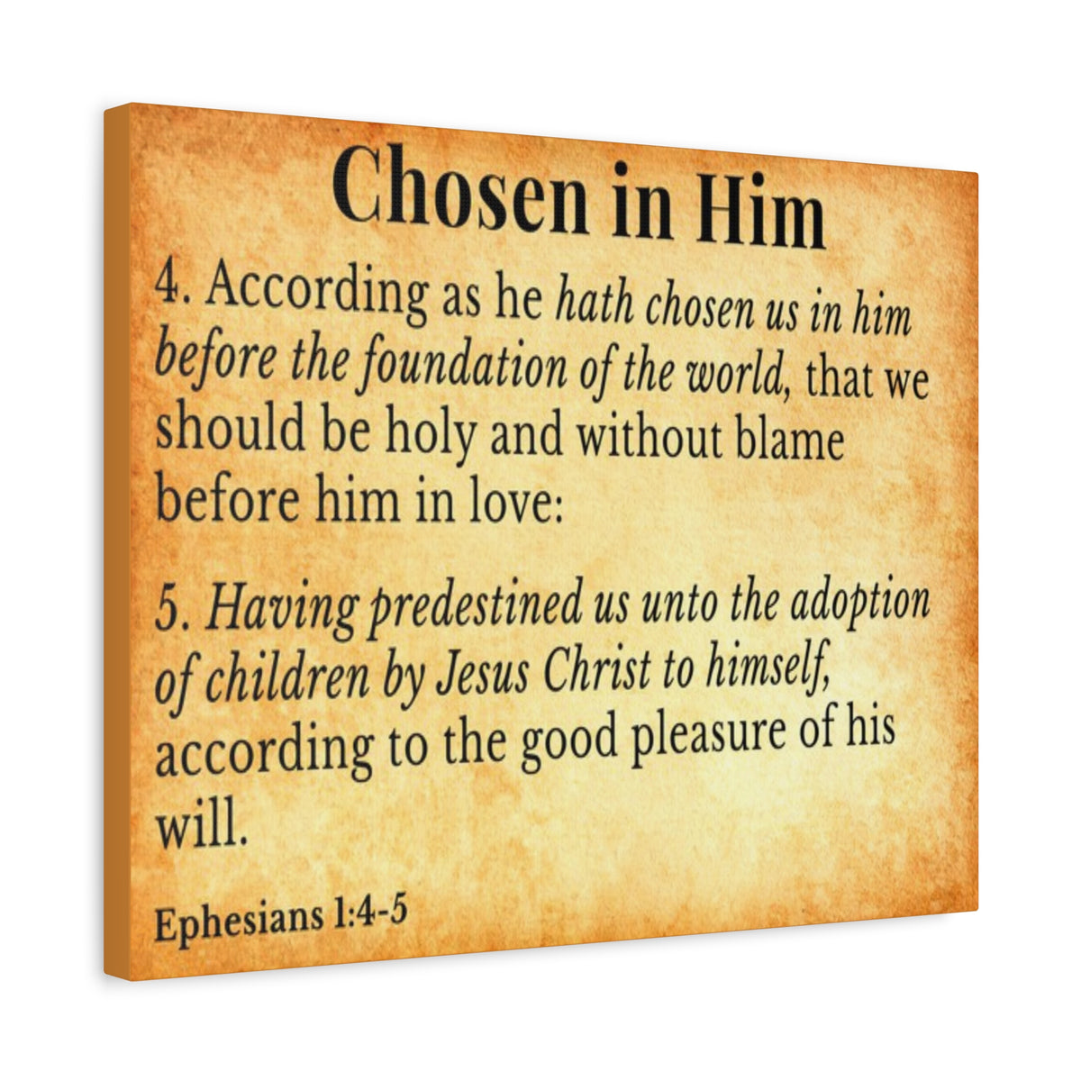 Scripture Walls Ephesians 1:4-5 Chosen in Christ Gold Bible Verse Canvas Christian Wall Art Ready to Hang Unframed-Express Your Love Gifts