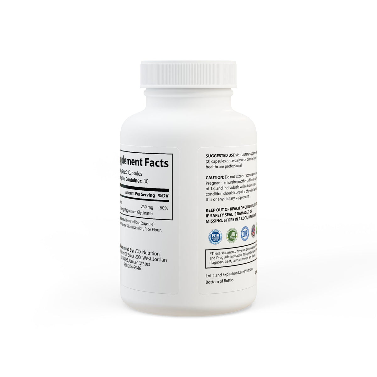 Magnesium Glycinate – Athletic Performance & Muscle Recovery – Non-GMO, Vegan, 60 Capsules-Express Your Love Gifts