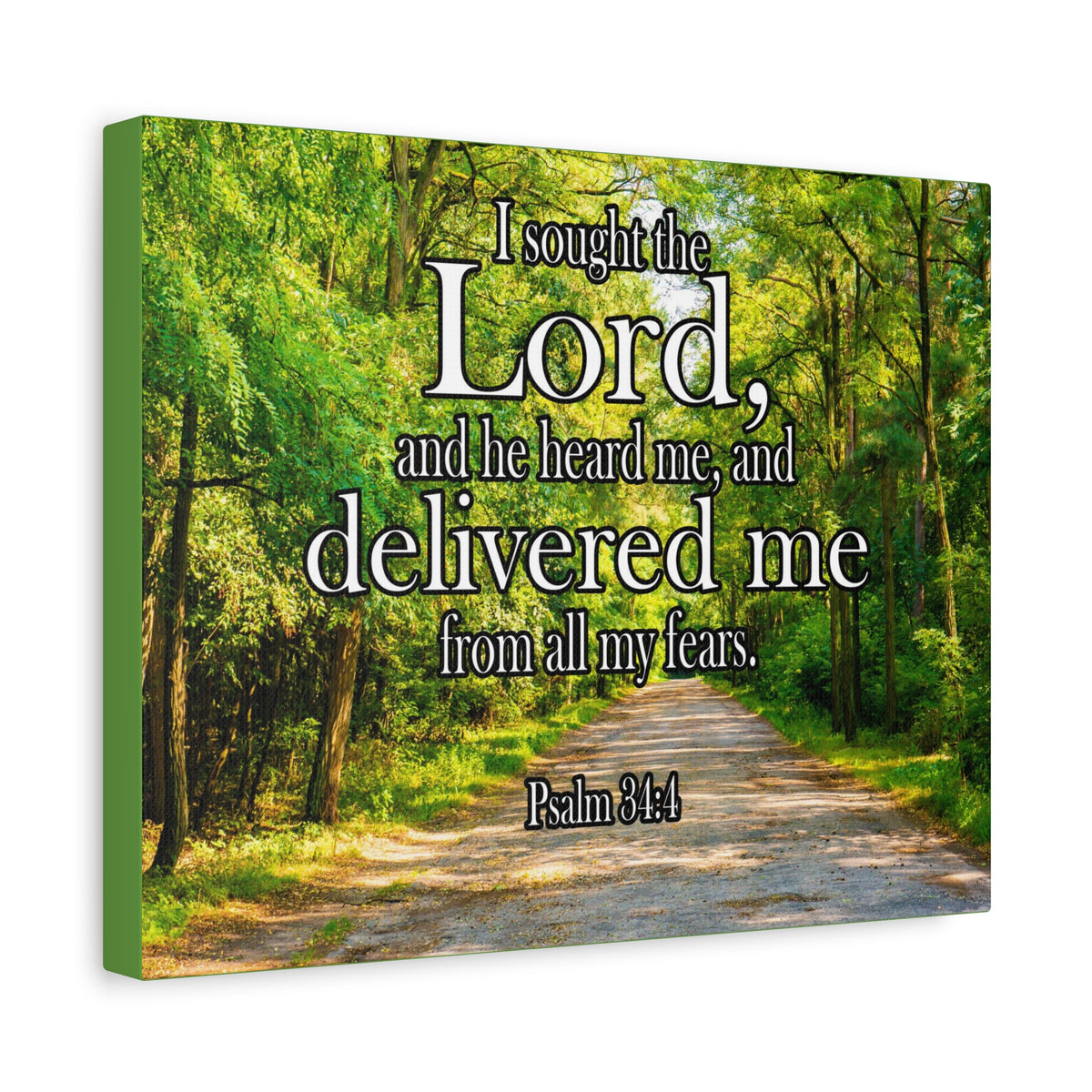 Scripture Canvas Lord Delivered Me Psalm 34:4 Christian Wall Art Bible Verse Print Ready to Hang-Express Your Love Gifts