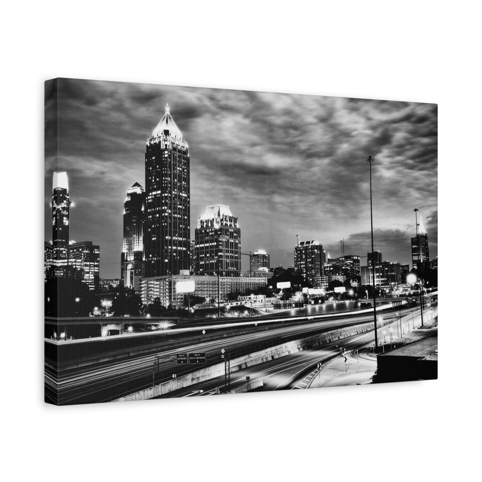 Atlanta Black And White Skyline Canvas Artwork High-Quality Breathtaking Stunning Cityscape for Home Decor Ready to Hang-Express Your Love Gifts