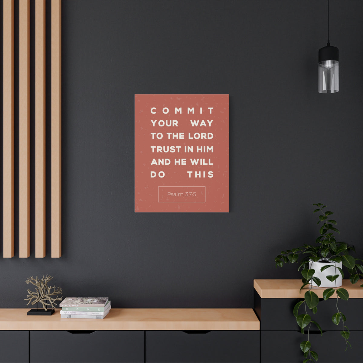 Scripture Canvas Commit Your Way Psalm 37:5 Christian Wall Art Bible Verse Print Ready To Hang-Express Your Love Gifts