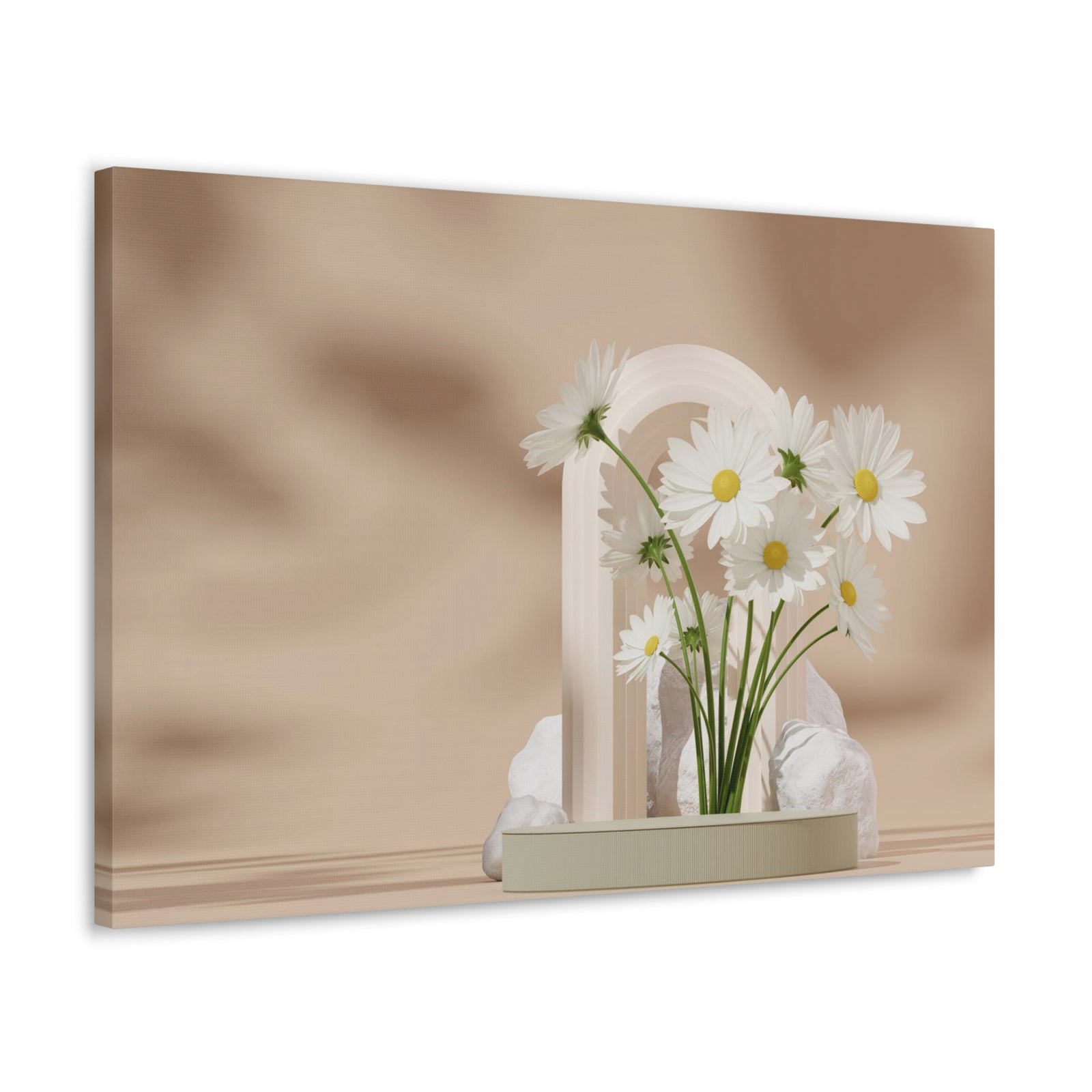 Daisy Flower and White Rocks Flower Canvas Wall Art for Home Decor Ready-to-Hang-Express Your Love Gifts