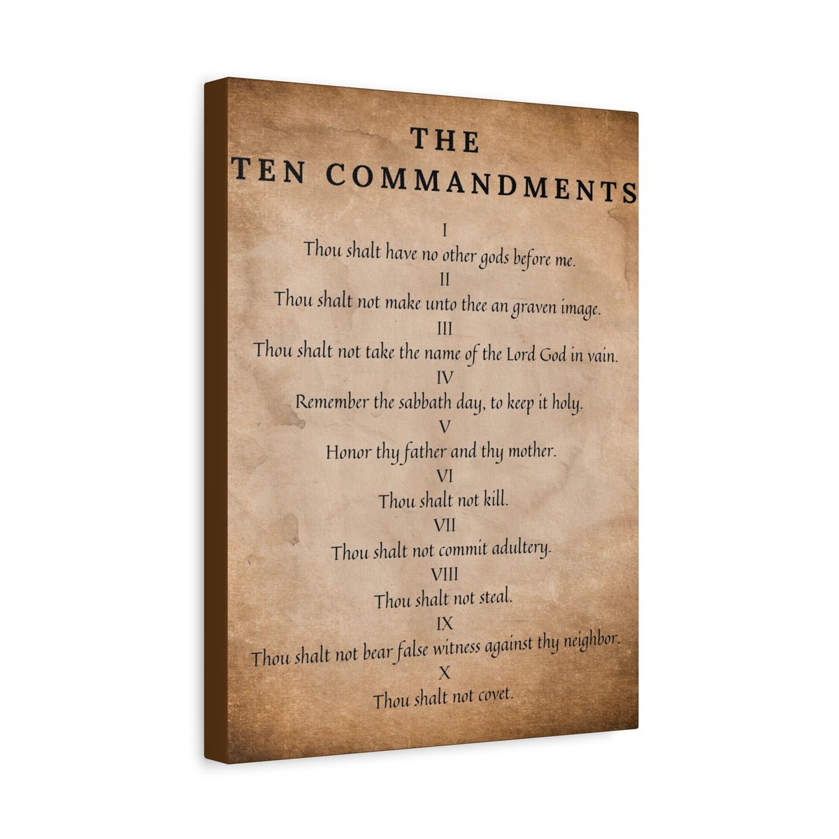 Scripture Canvas 10 Commandments Brown Christian Wall Art Bible Verse Print Ready to Hang-Express Your Love Gifts