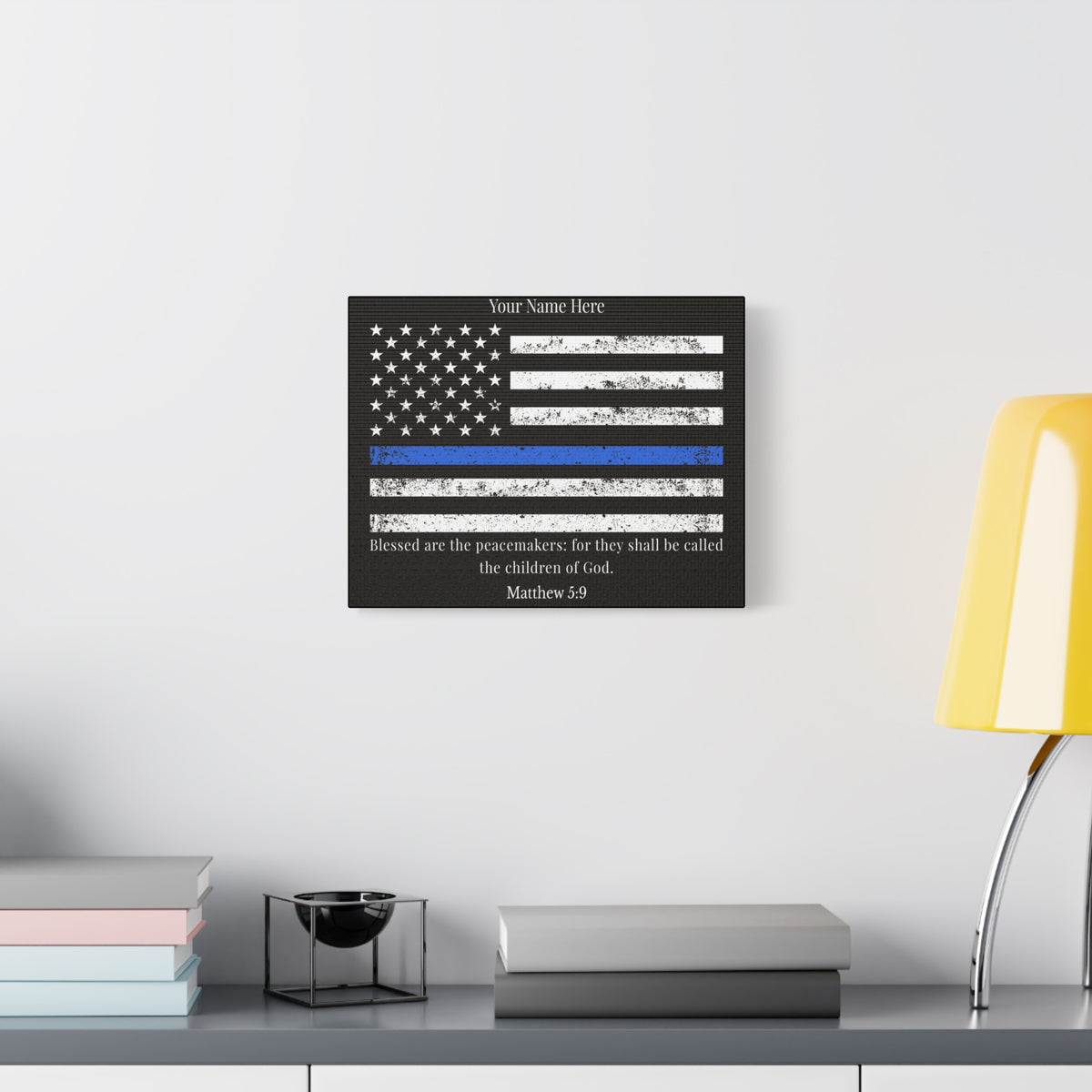 Scripture Walls Personalized Matthew 5:9 Police Officer Badge Bible Canvas Christian Wall Art Ready to Hang Unframed-Express Your Love Gifts