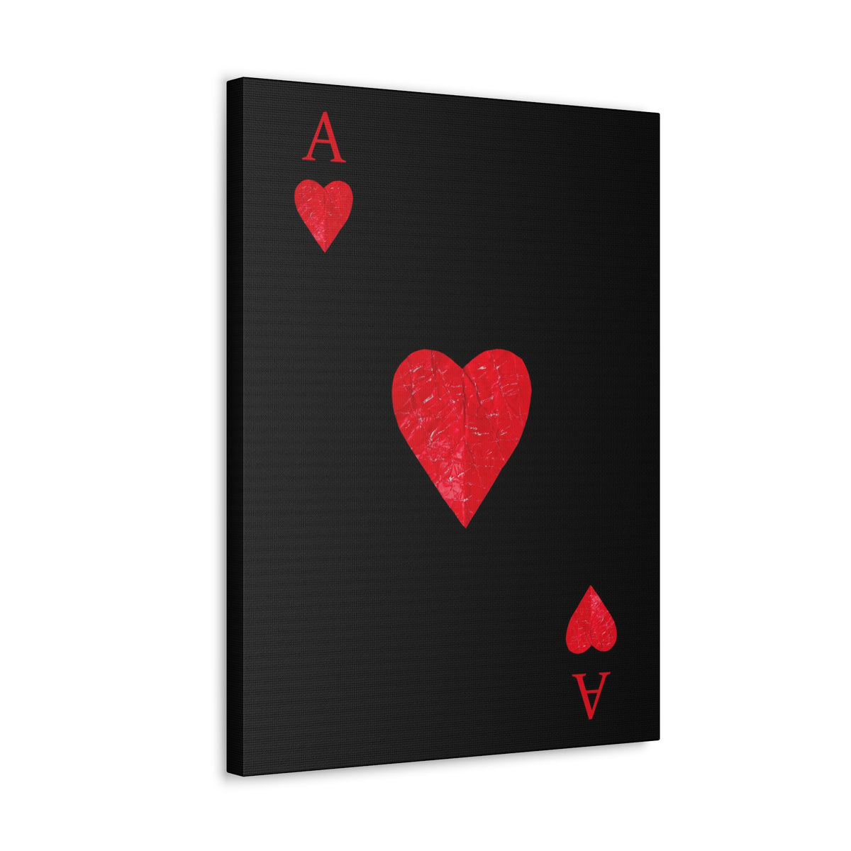 Ace Of Hearts Black Surface Playing Card Canvas Wall Art for Home Decor Ready-to-Hang-Express Your Love Gifts