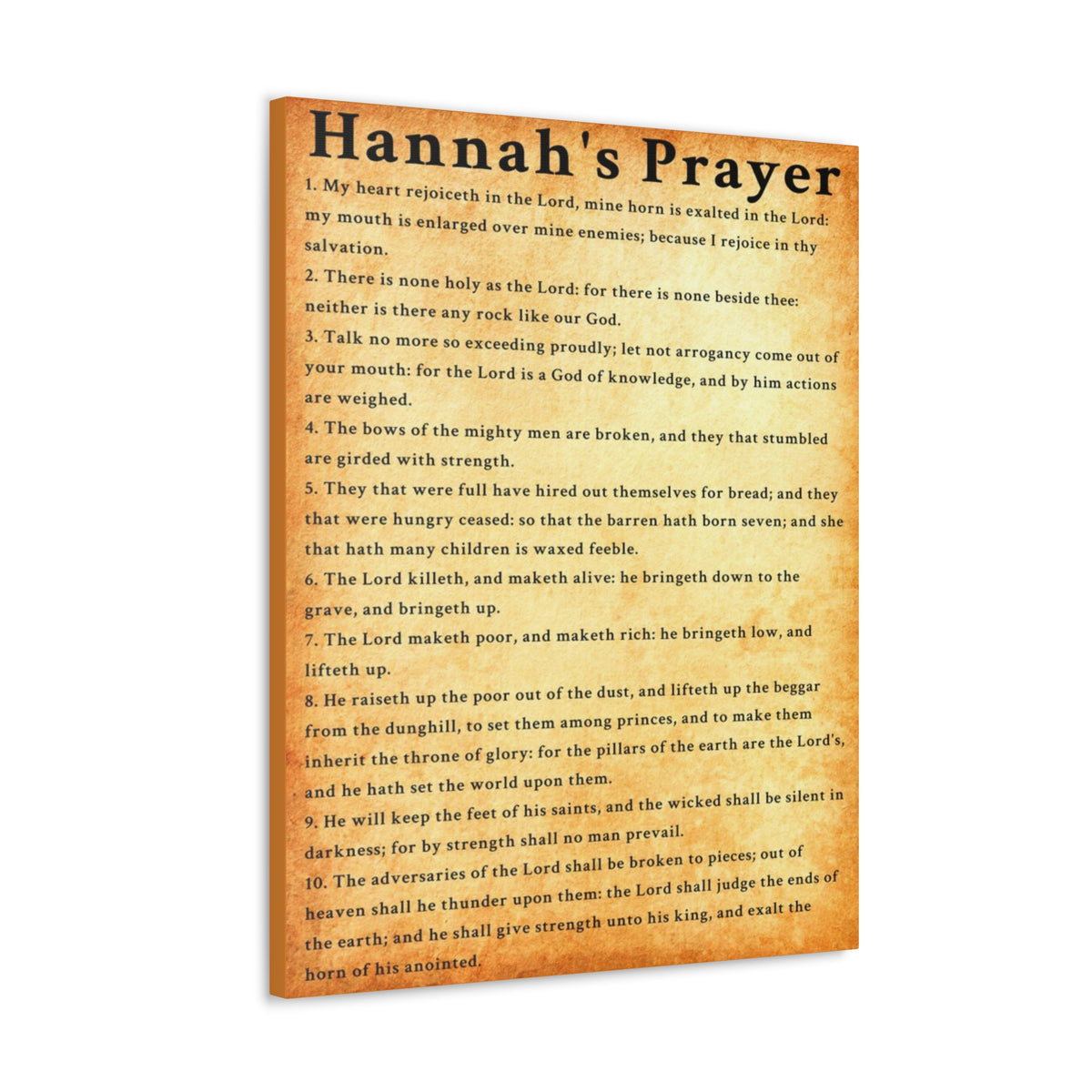 Scripture Walls Hannah's Prayer 1 Samuel 2:1–10 Gold Bible Verse Canvas Christian Wall Art Ready to Hang Unframed-Express Your Love Gifts