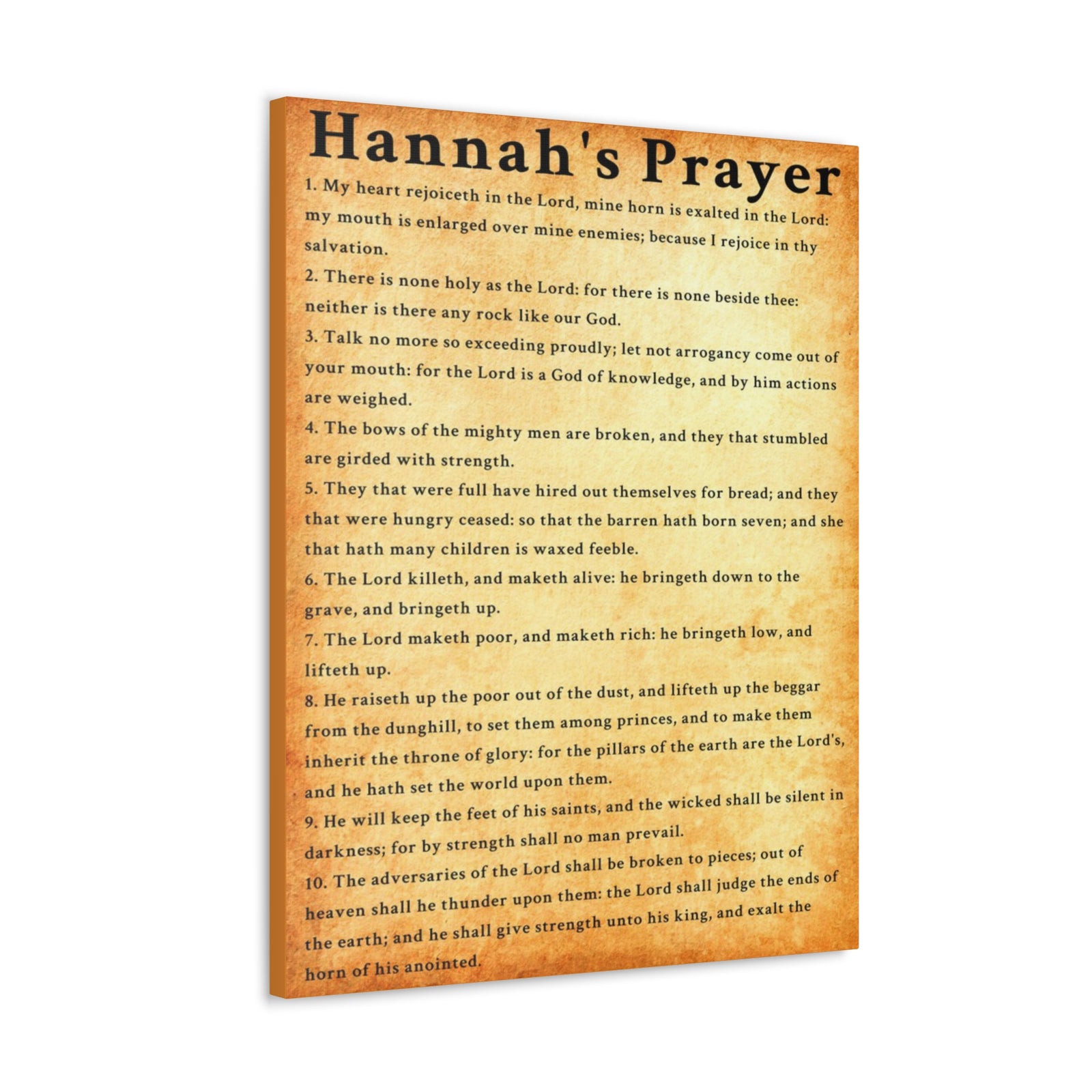 Scripture Walls Hannah's Prayer 1 Samuel 2:1–10 Gold Bible Verse Canvas Christian Wall Art Ready to Hang Unframed-Express Your Love Gifts