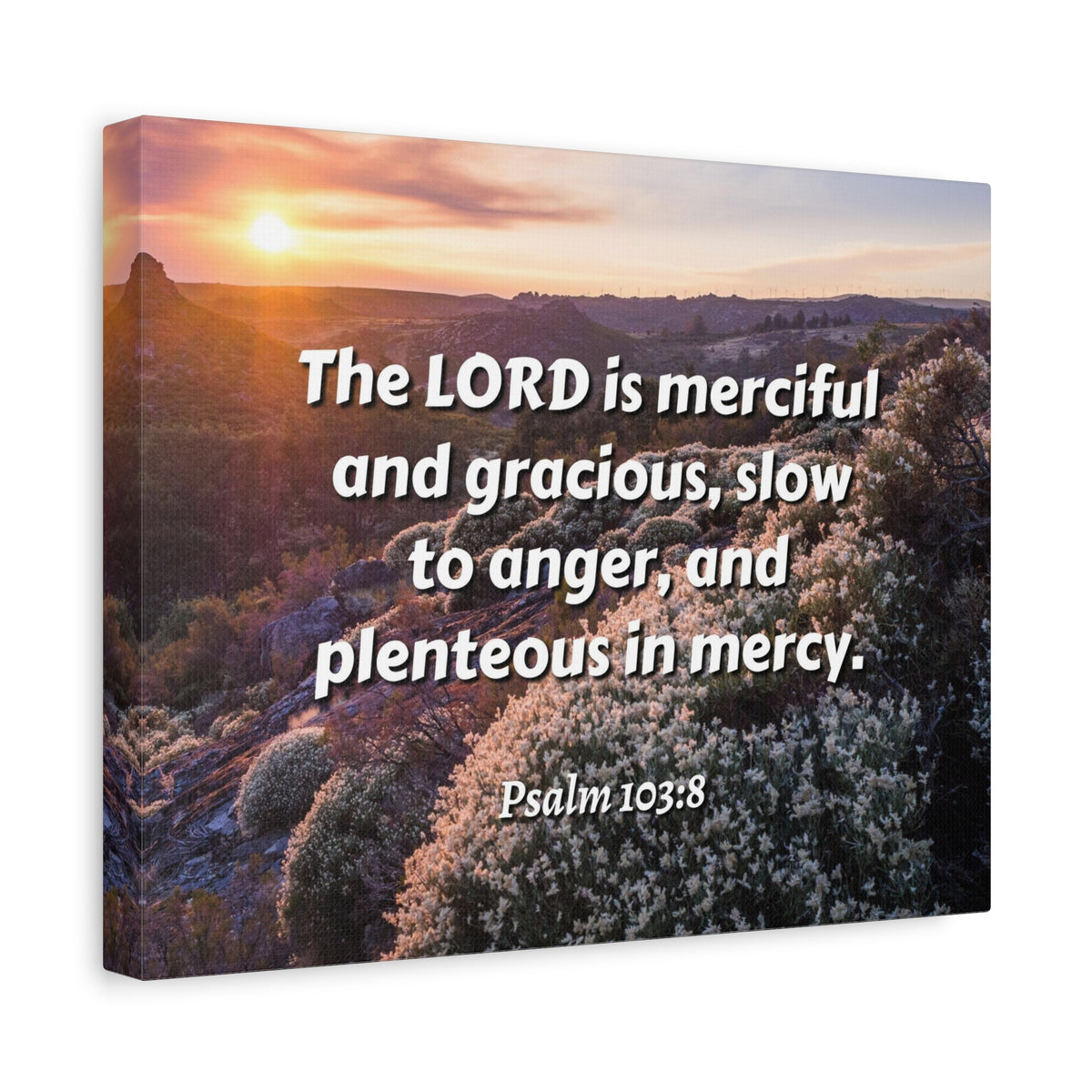 Scripture Canvas Merciful And Gracious Psalm 103:8 Christian Wall Art Bible Verse Print Ready to Hang-Express Your Love Gifts