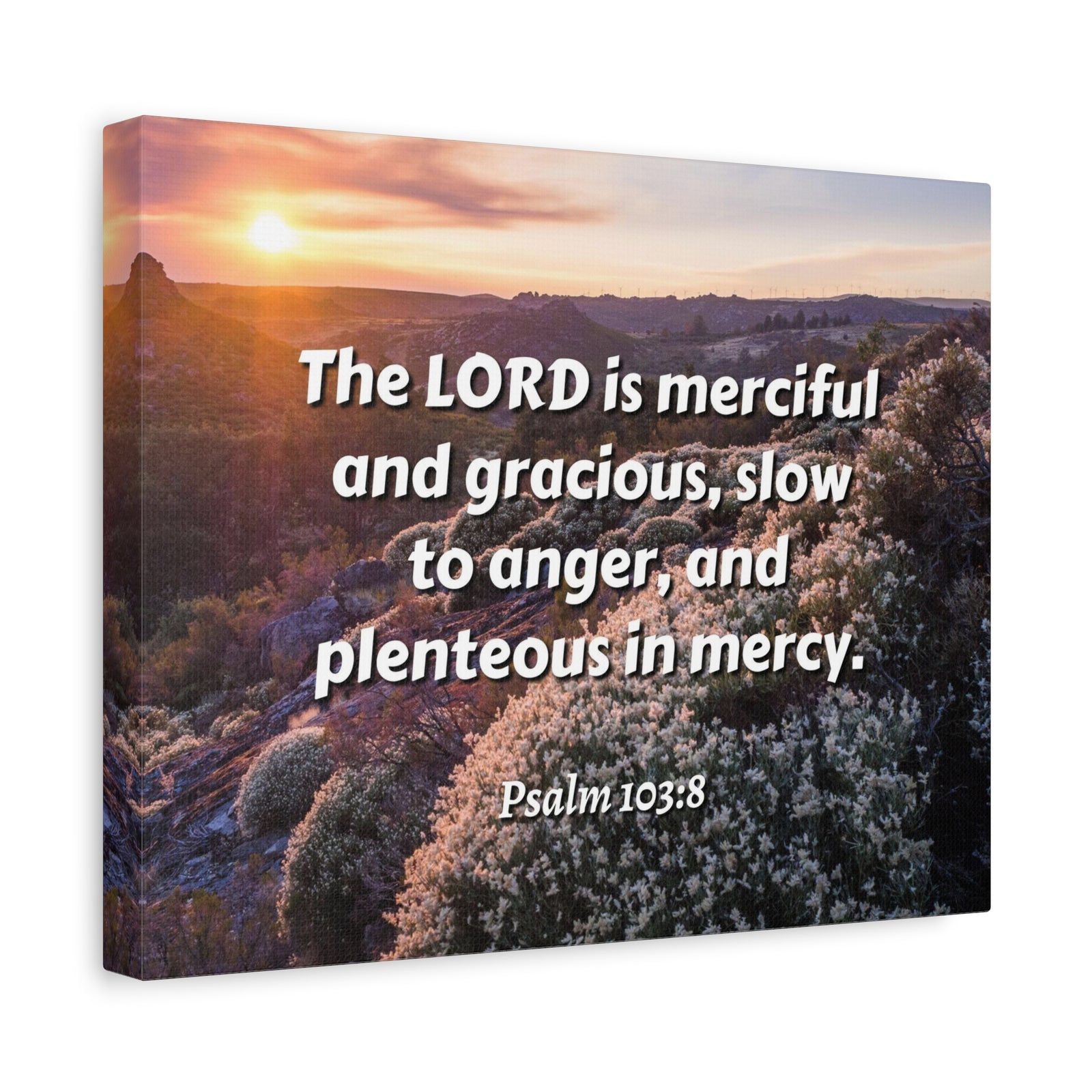 Scripture Canvas Merciful And Gracious Psalm 103:8 Christian Wall Art Bible Verse Print Ready to Hang-Express Your Love Gifts
