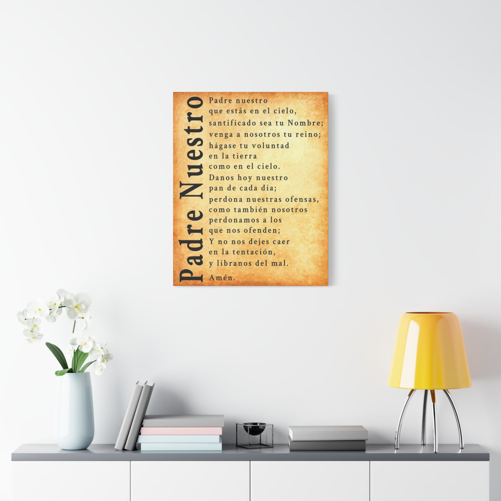 Scripture Walls Padre Nuestro Lord's Prayer Spanish Gold Canvas Christian Wall Art Ready to Hang Unframed-Express Your Love Gifts