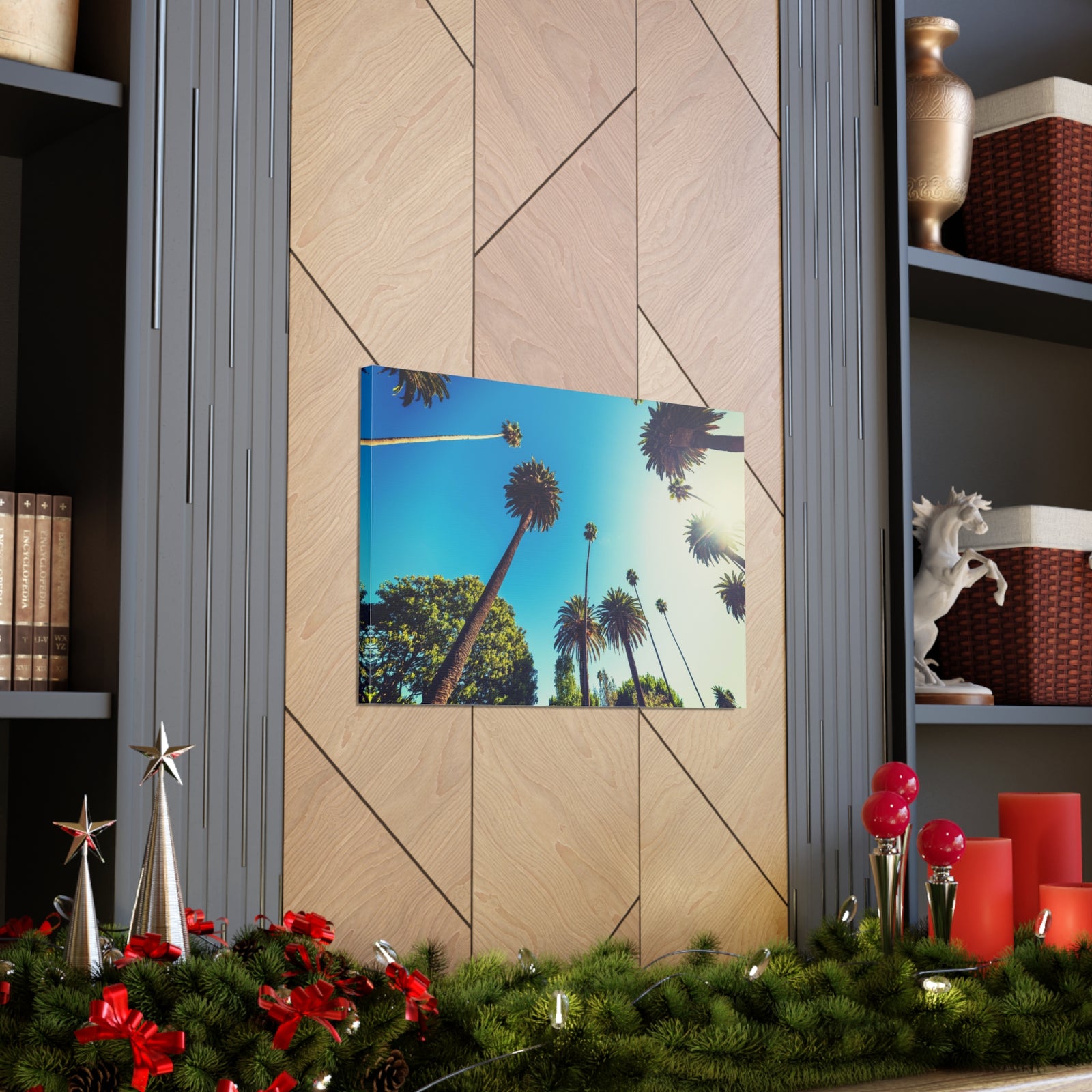 Los Angeles Sky Palm Trees Nature Wilderness Photography Canvas Wall Art for Home Decor Ready-to-Hang-Express Your Love Gifts