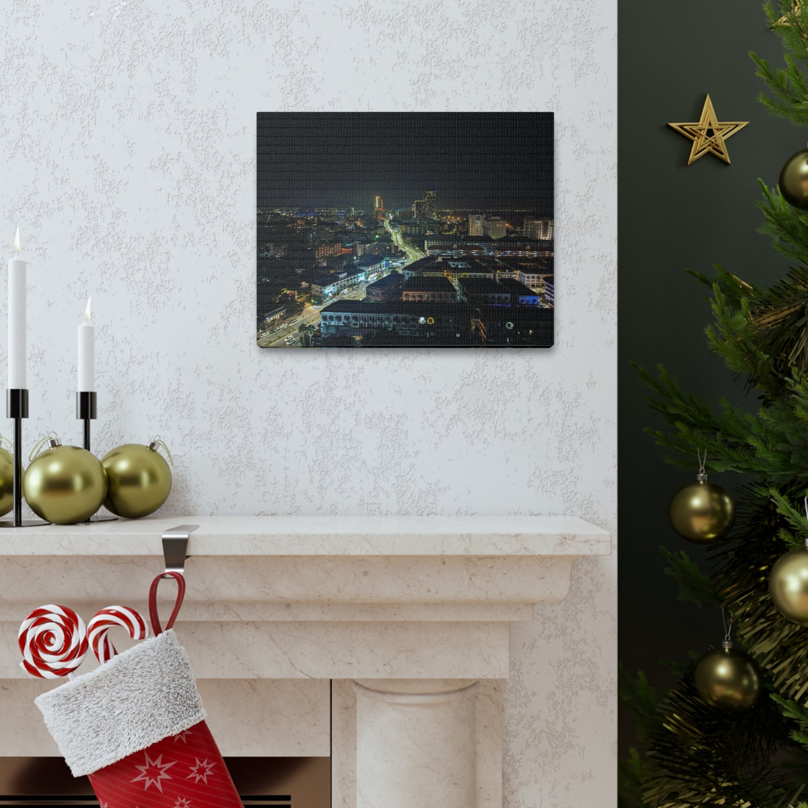 Pattaya Night View Canvas Artwork Breathtaking Thai City for Home Decor Ready to Hang-Express Your Love Gifts