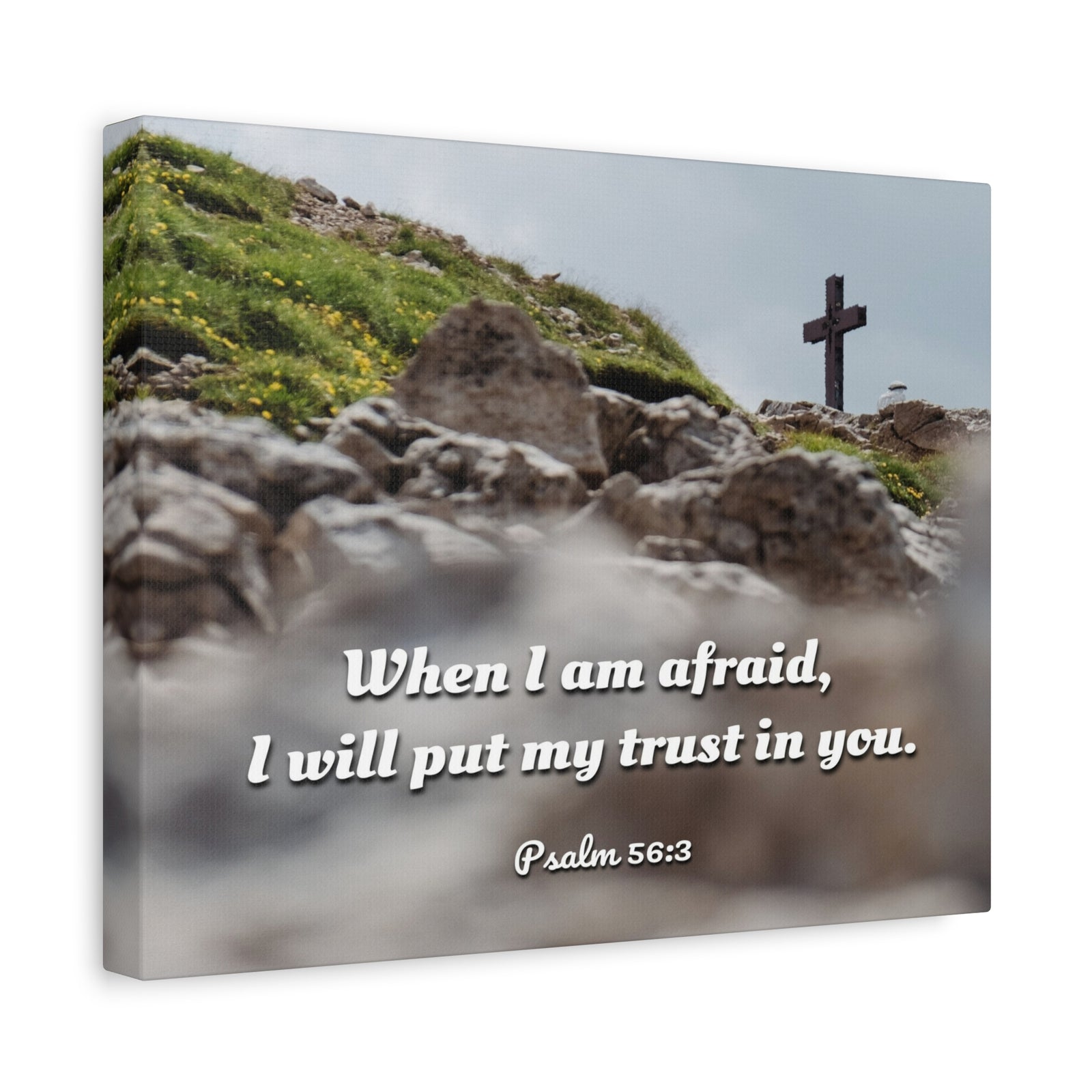 Scripture Canvas Trust In Thee Psalms 56:3 Christian Wall Art Bible Verse Print Ready to Hang-Express Your Love Gifts