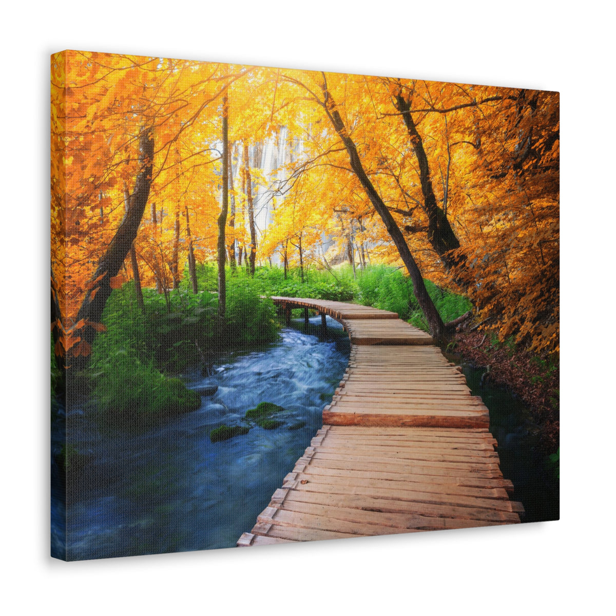 Path Autumn Orange Tree Nature Wilderness Photography Canvas Wall Art for Home Decor Ready-to-Hang-Express Your Love Gifts