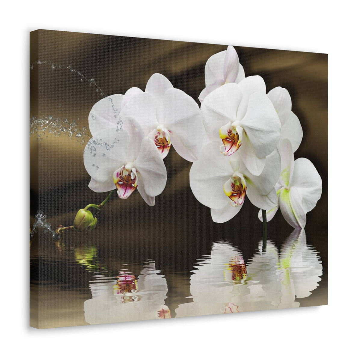 Orchids Reflected in Water Flower Canvas Wall Art for Home Decor Ready-to-Hang-Express Your Love Gifts
