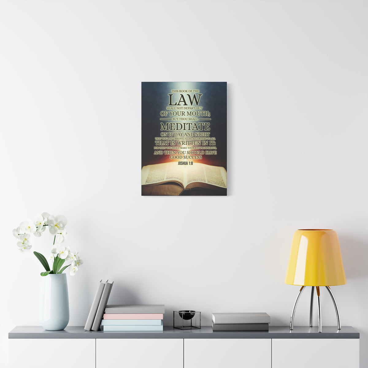 Scripture Canvas Book of the Law Joshua 1:8 Christian Wall Art Bible Verse Print Ready to Hang-Express Your Love Gifts