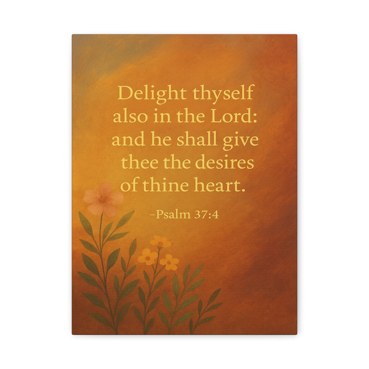 Bible Verse Canvas Psalm 37:4 Christian Home Décor Wall Art Scripture Ready to Hang Faith Print-Express Your Love Gifts
