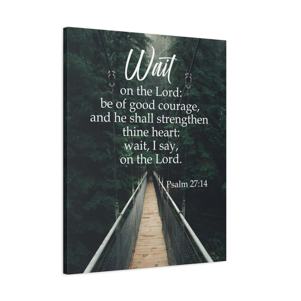 Bible Verse Canvas Wait on the Lord Psalm 27:14 Wall Art Christian Home Decor-Express Your Love Gifts