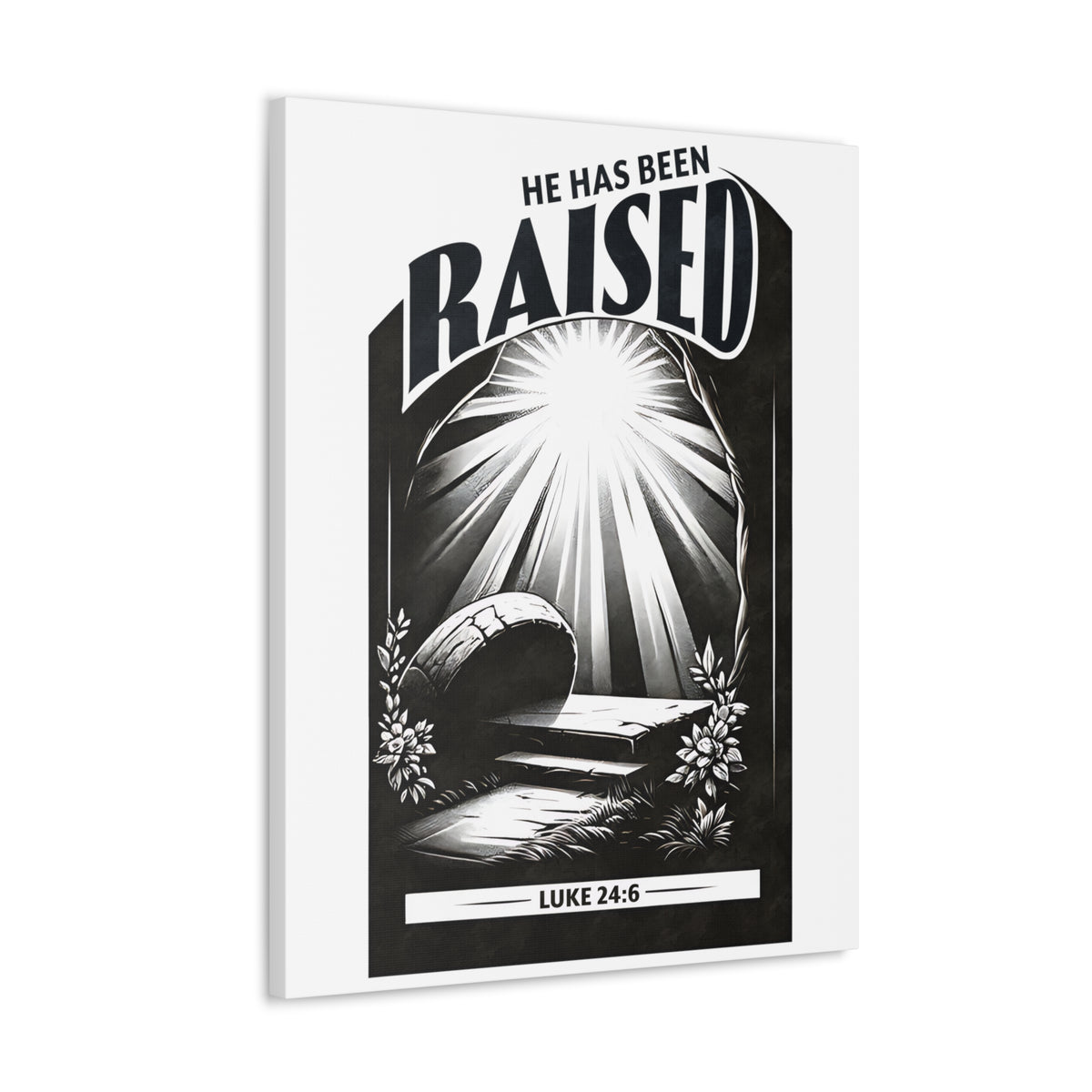 Scripture Walls Luke 24:6 He Has Been Raised Bible Verse Canvas Christian Wall Art Ready to Hang Unframed-Express Your Love Gifts