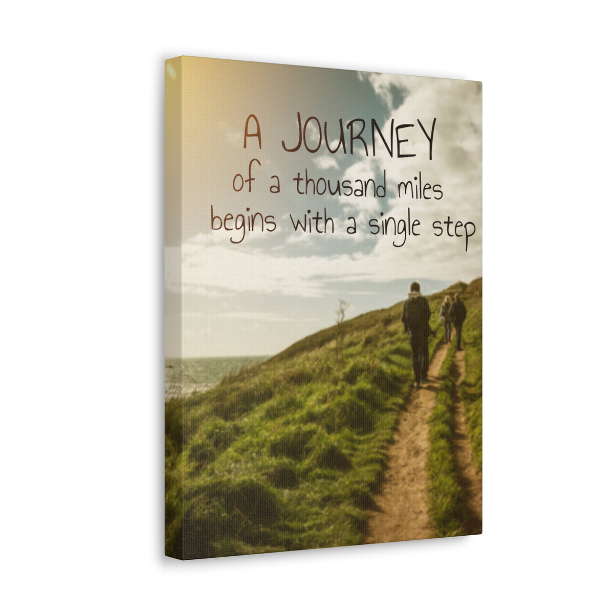Inspirational Quote Canvas A Journey Of A Thousand Miles Motivational Print Ready to Hang Artwork-Express Your Love Gifts