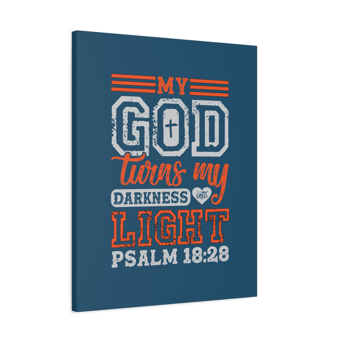 Scripture Walls My God Wins Psalm 18:28 Dark Blue Bible Verse Canvas Christian Wall Art Ready to Hang-Express Your Love Gifts
