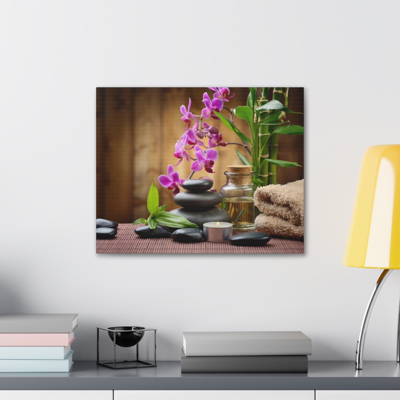 Stones on the Wood Forest Floral Nature Photography Canvas Wall Art for Home Decor Ready-to-Hang-Express Your Love Gifts