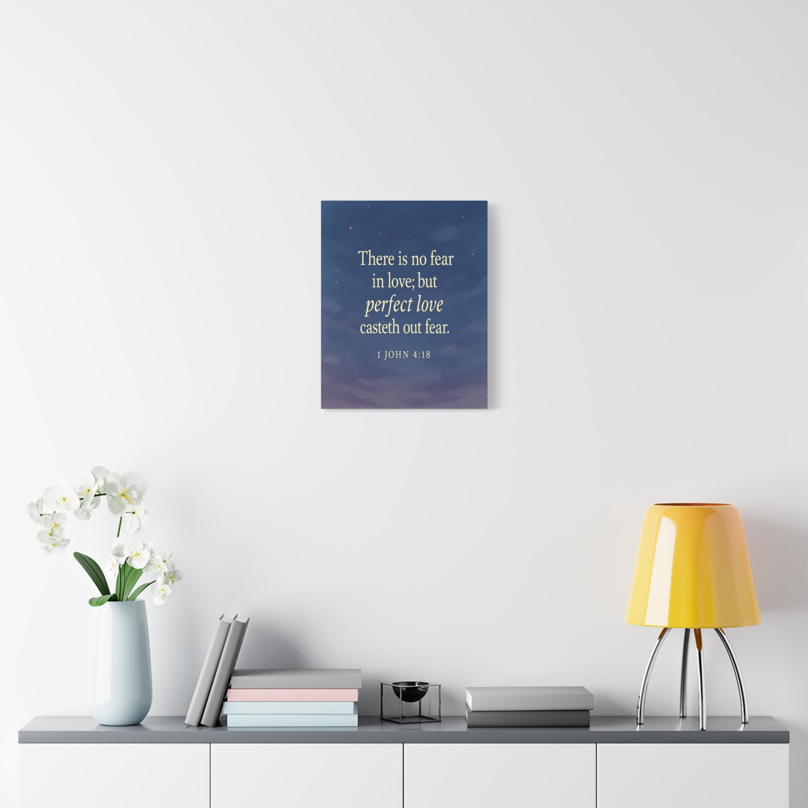 Bible Verse Canvas 1 John 4:18 Christian Home Décor Wall Art Scripture Ready to Hang Faith Print-Express Your Love Gifts