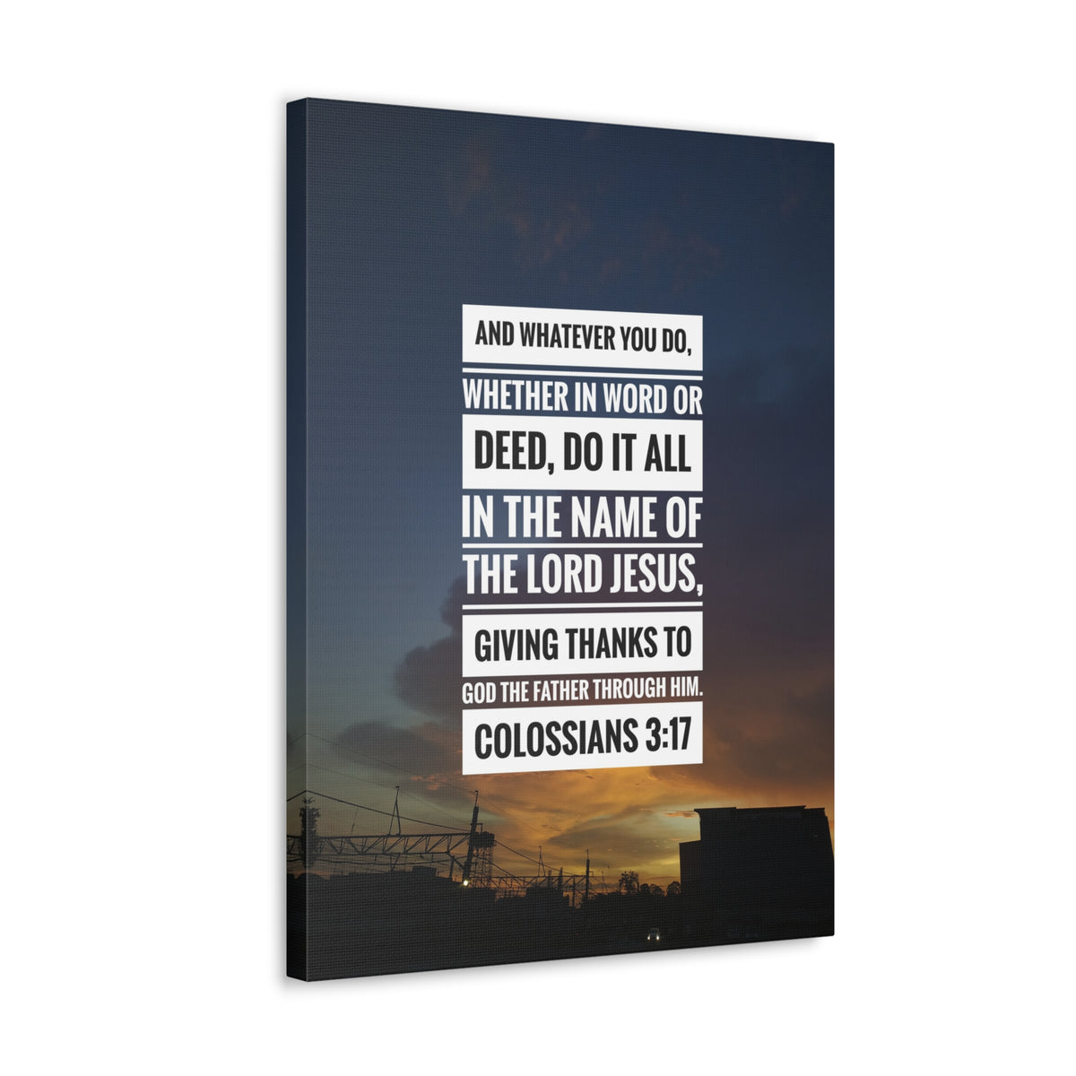 Scripture Canvas Thanks To God The Father Colossians 3:17 Christian Wall Art Bible Verse Print Ready to Hang-Express Your Love Gifts