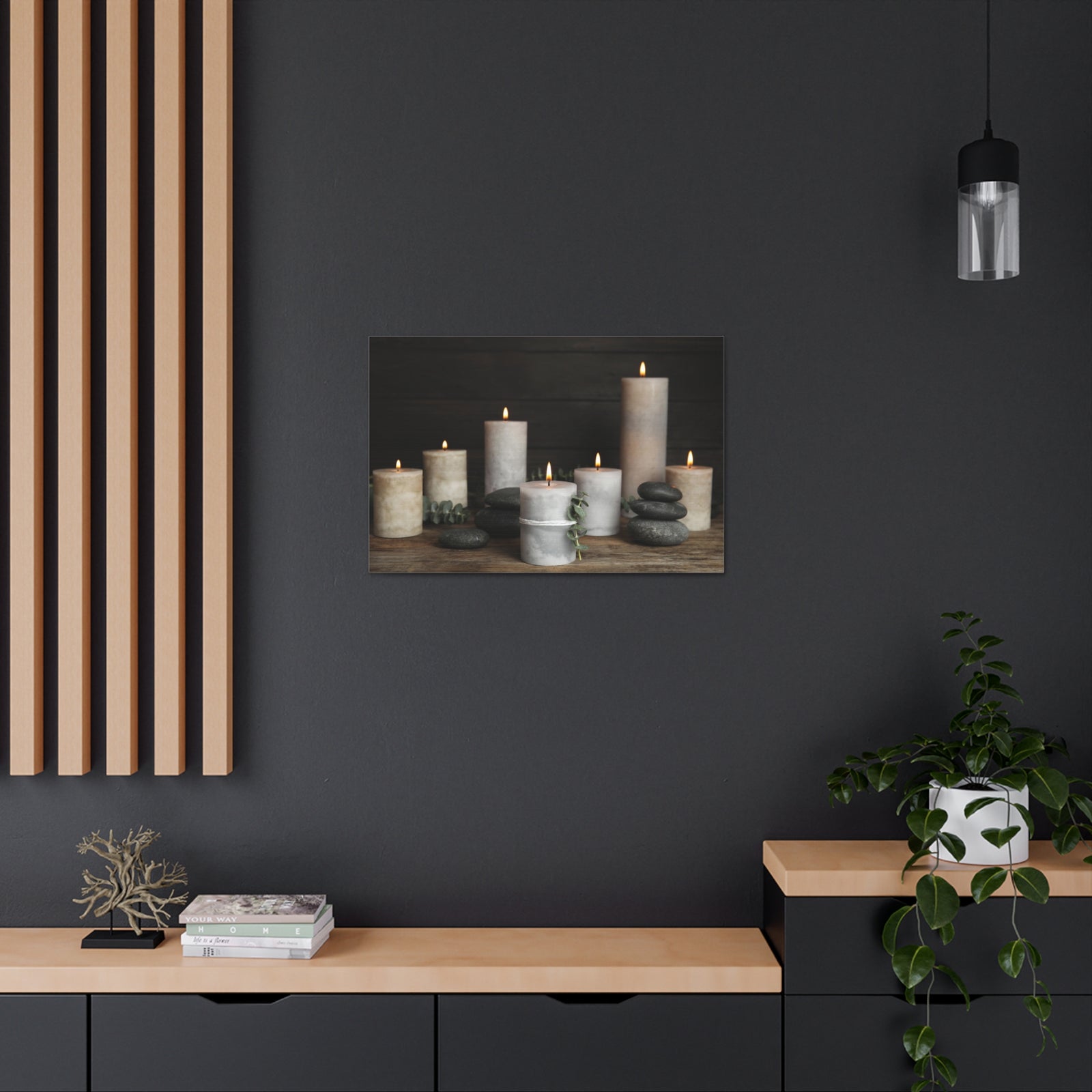 Composition with Burning Candles Forest Floral Nature Photography Canvas Wall Art for Home Decor Ready-to-Hang-Express Your Love Gifts